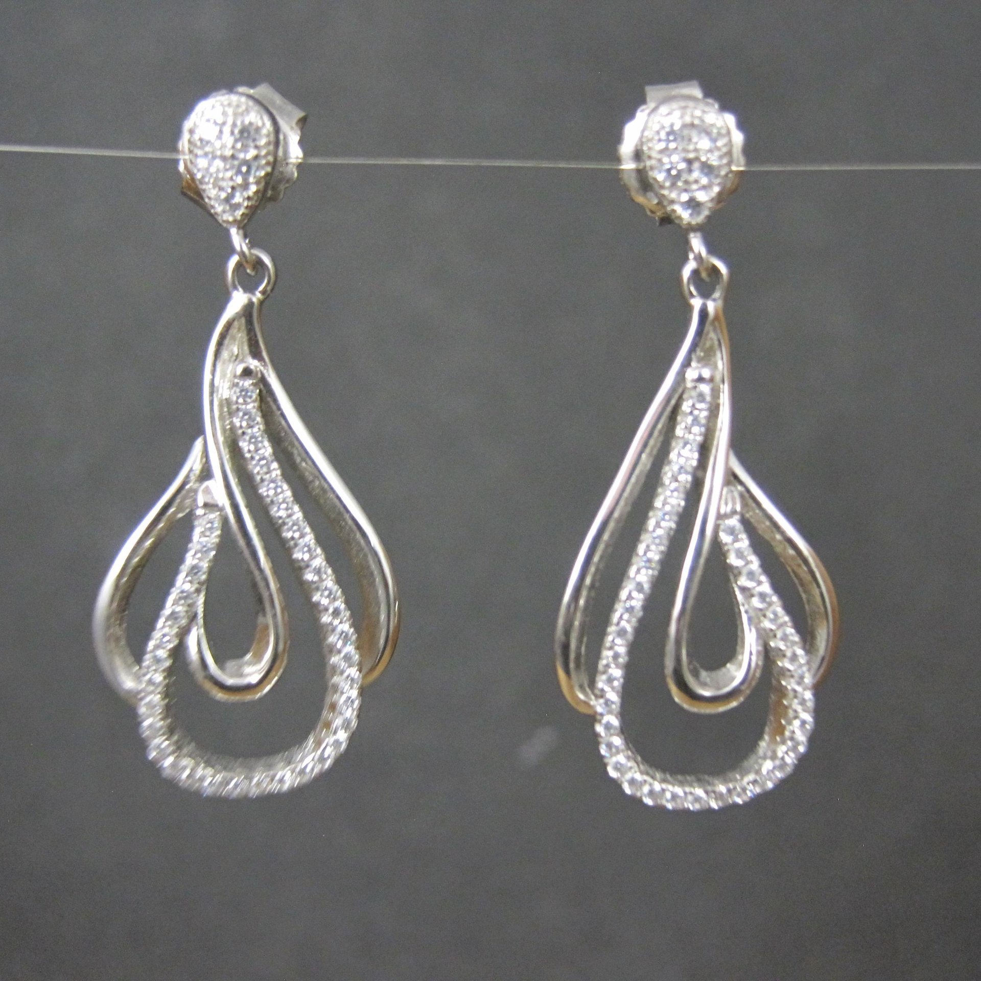 Sterling Silver Cubic Zirconia Earrings New Old Stock