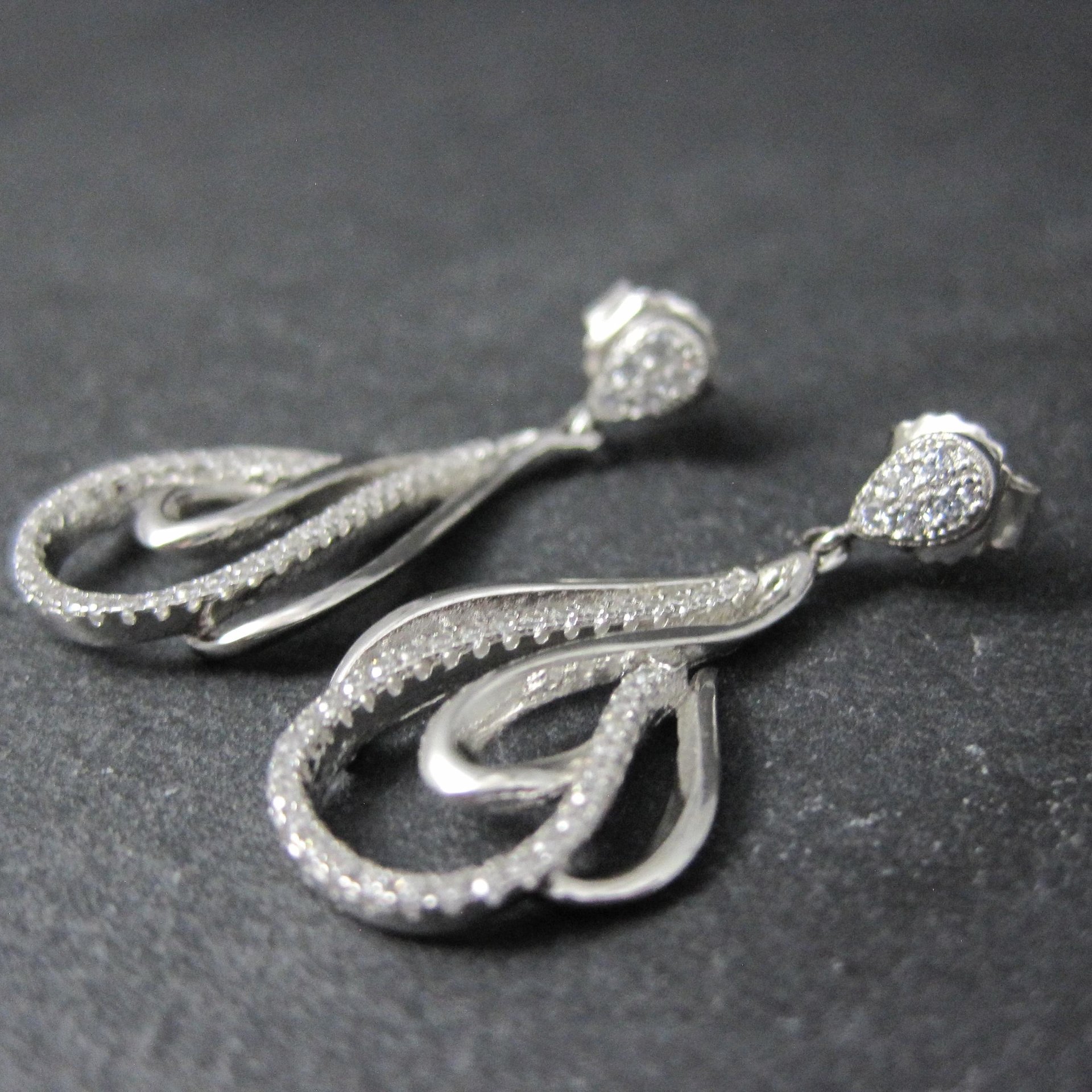 Sterling Silver Cubic Zirconia Earrings New Old Stock