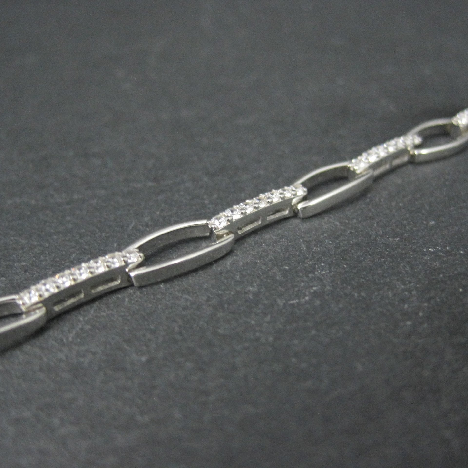 Sterling Silver Cz Link Bracelet 7-8 Inches