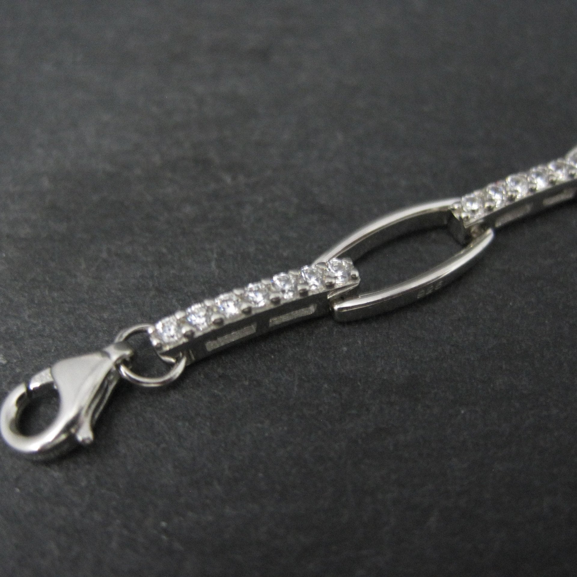 Sterling Silver Cz Link Bracelet 7-8 Inches