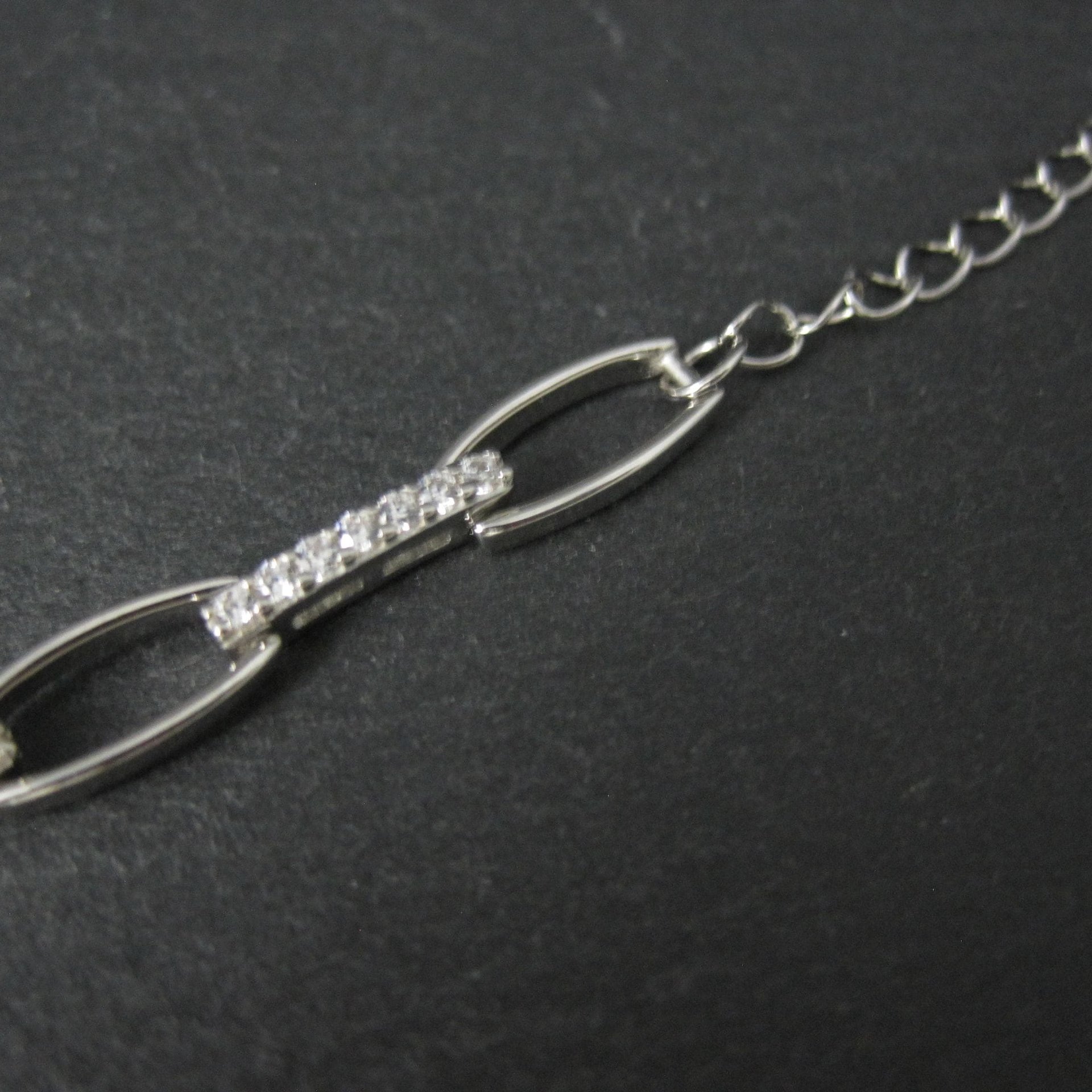 Sterling Silver Cz Link Bracelet 7-8 Inches