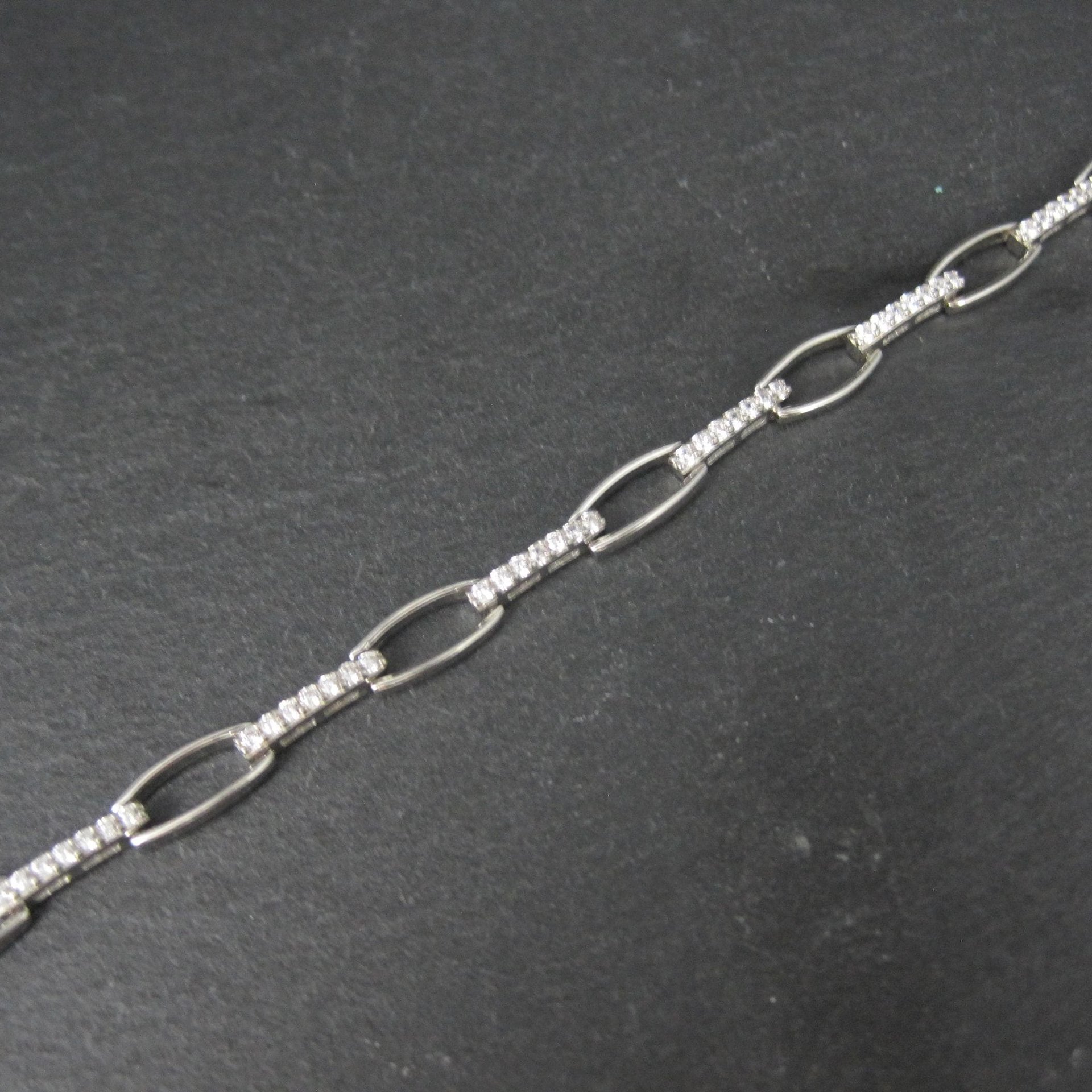 Sterling Silver Cz Link Bracelet 7-8 Inches