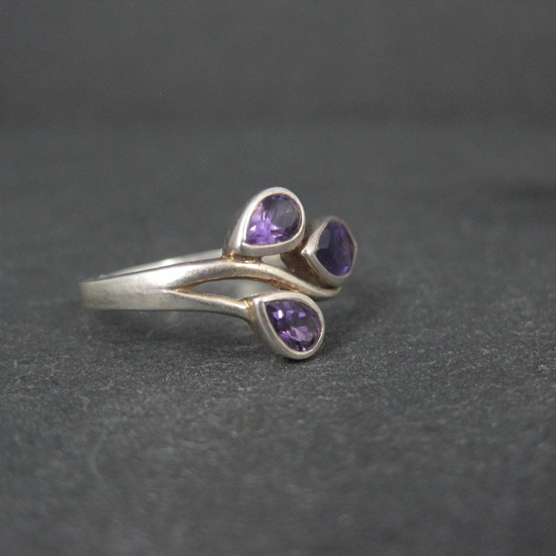 Sterling Silver Amethyst Ring Size 7 Estate Gemstone Jewelry