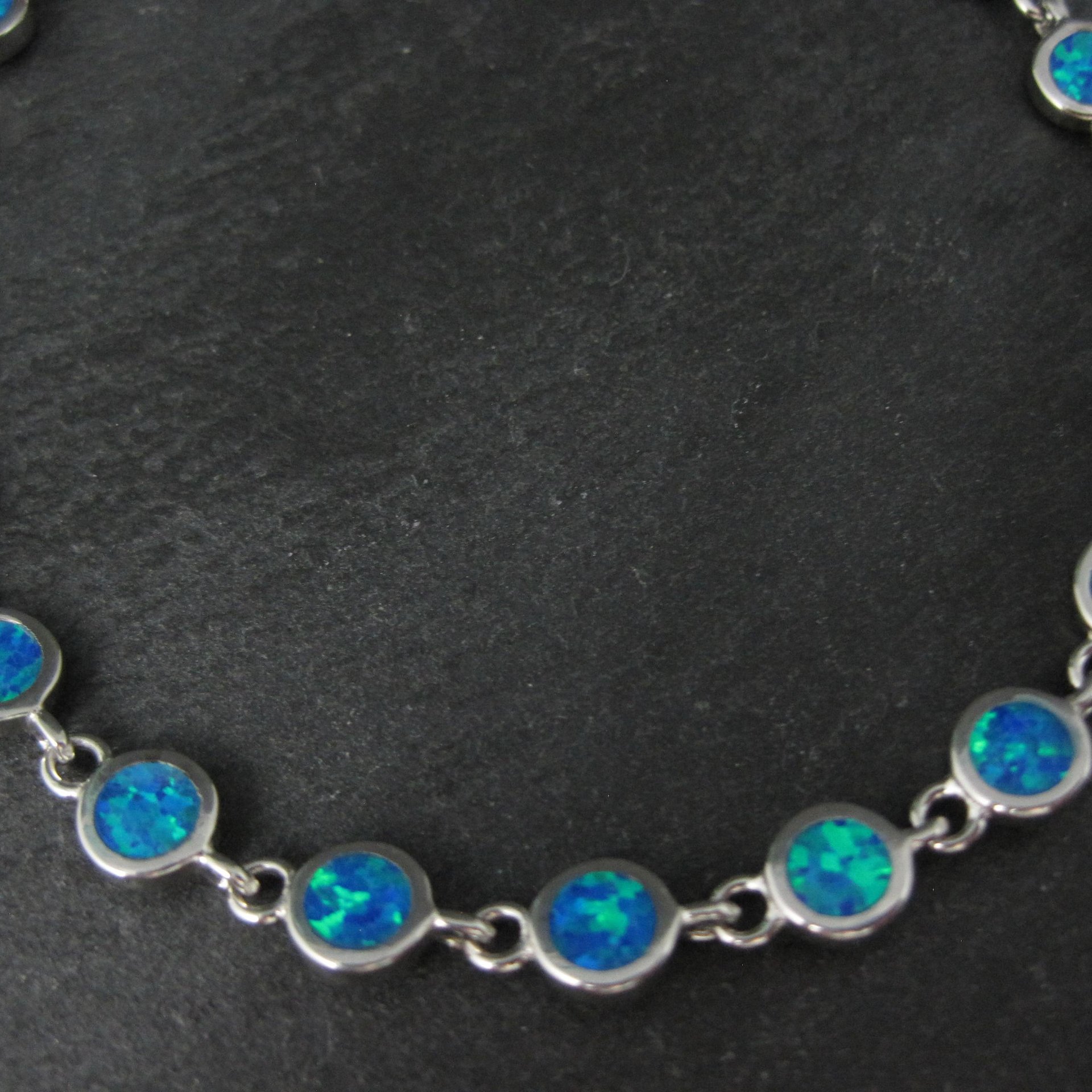 Dainty Sterling Silver Blue Opal Bracelet