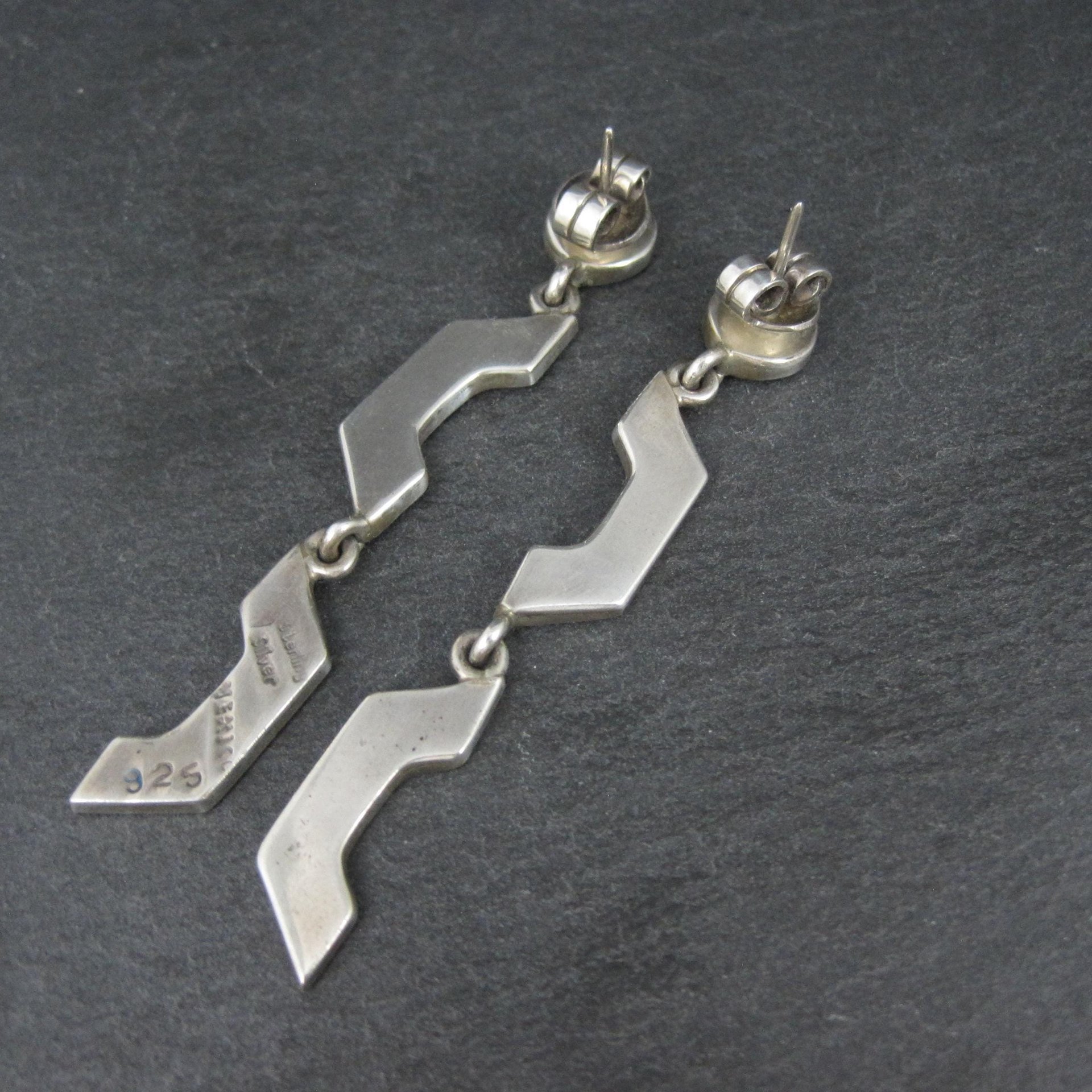 Vintage Mexican Sterling Sodalite Inlay Earrings