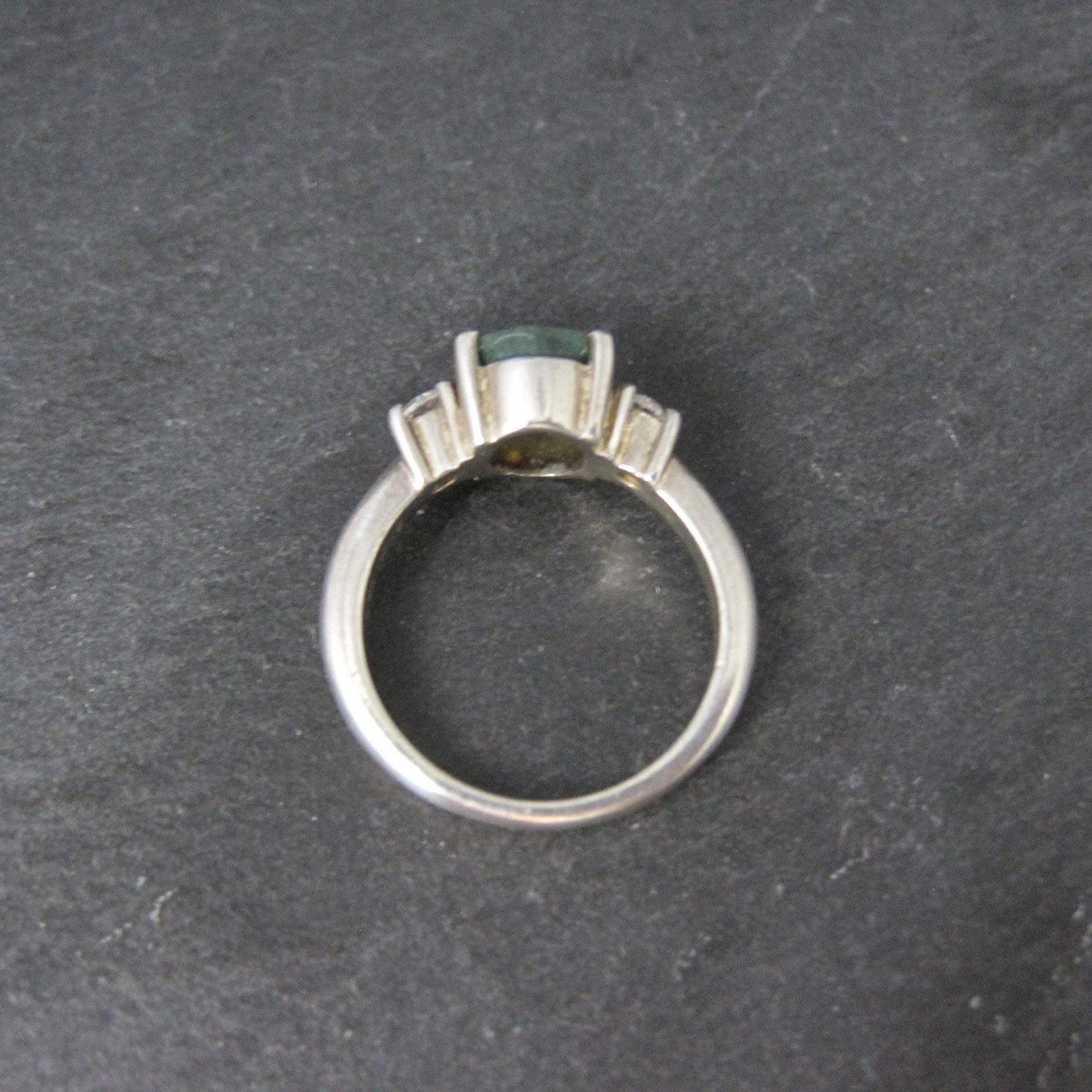 Sterling Silver Emerald and Goshenite Ring Size 6