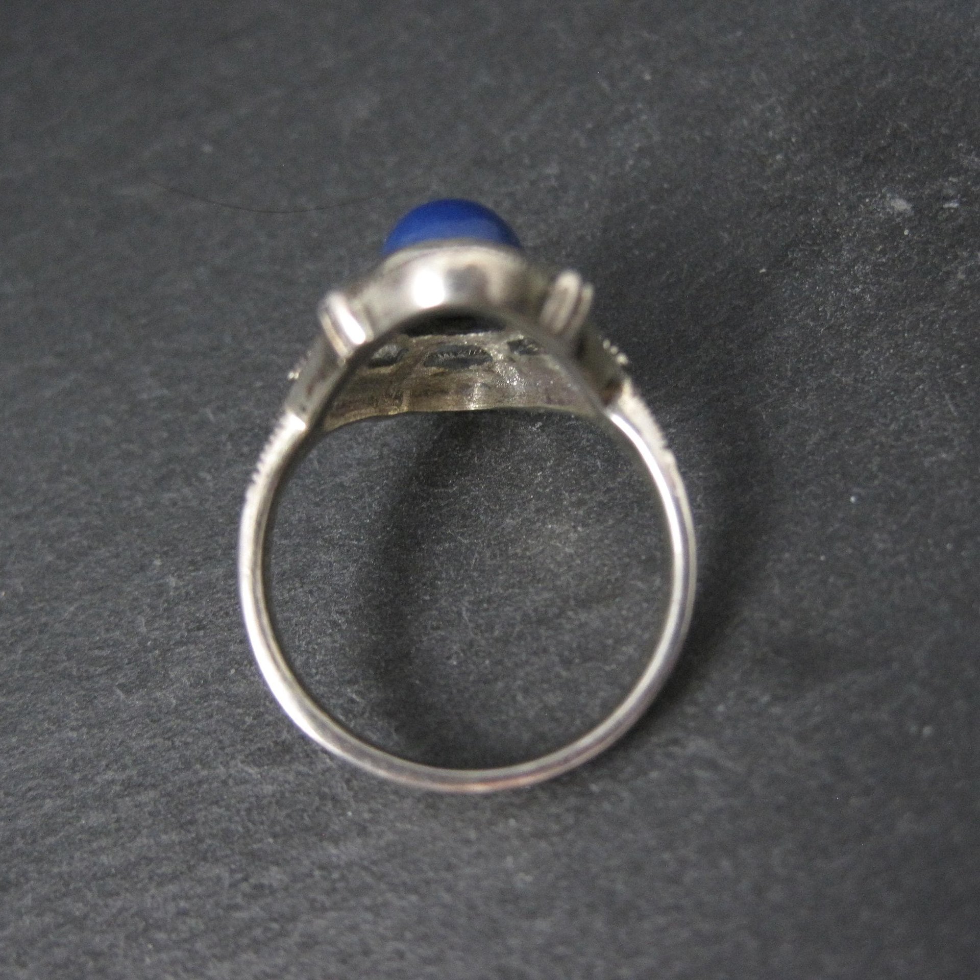 Sterling Silver Lapis Lazuli Marcasite Ring Size 8