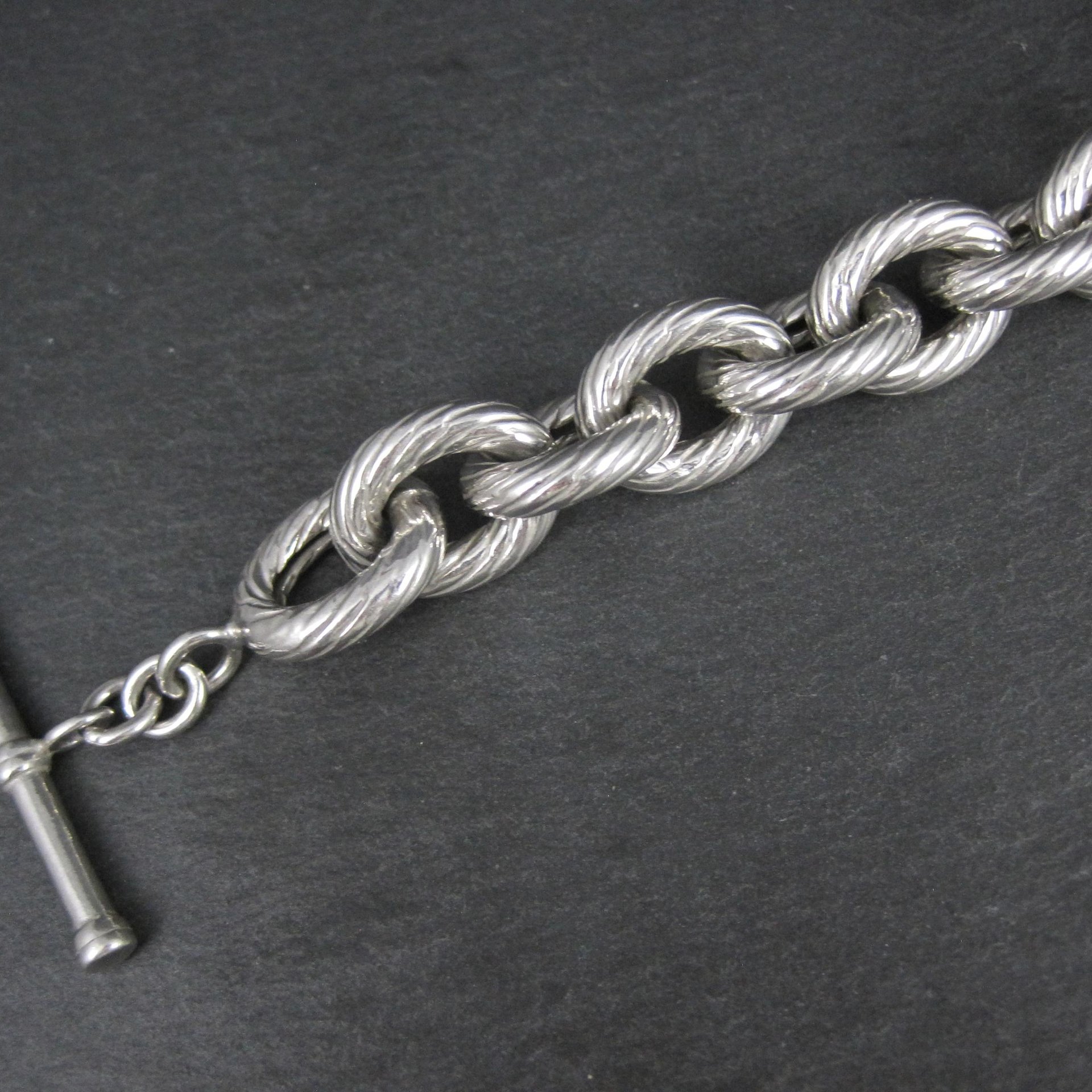 Chunky Sterling Silver Toggle Bracelet 7.5 Inches Vintage Italian Estate Jewelry
