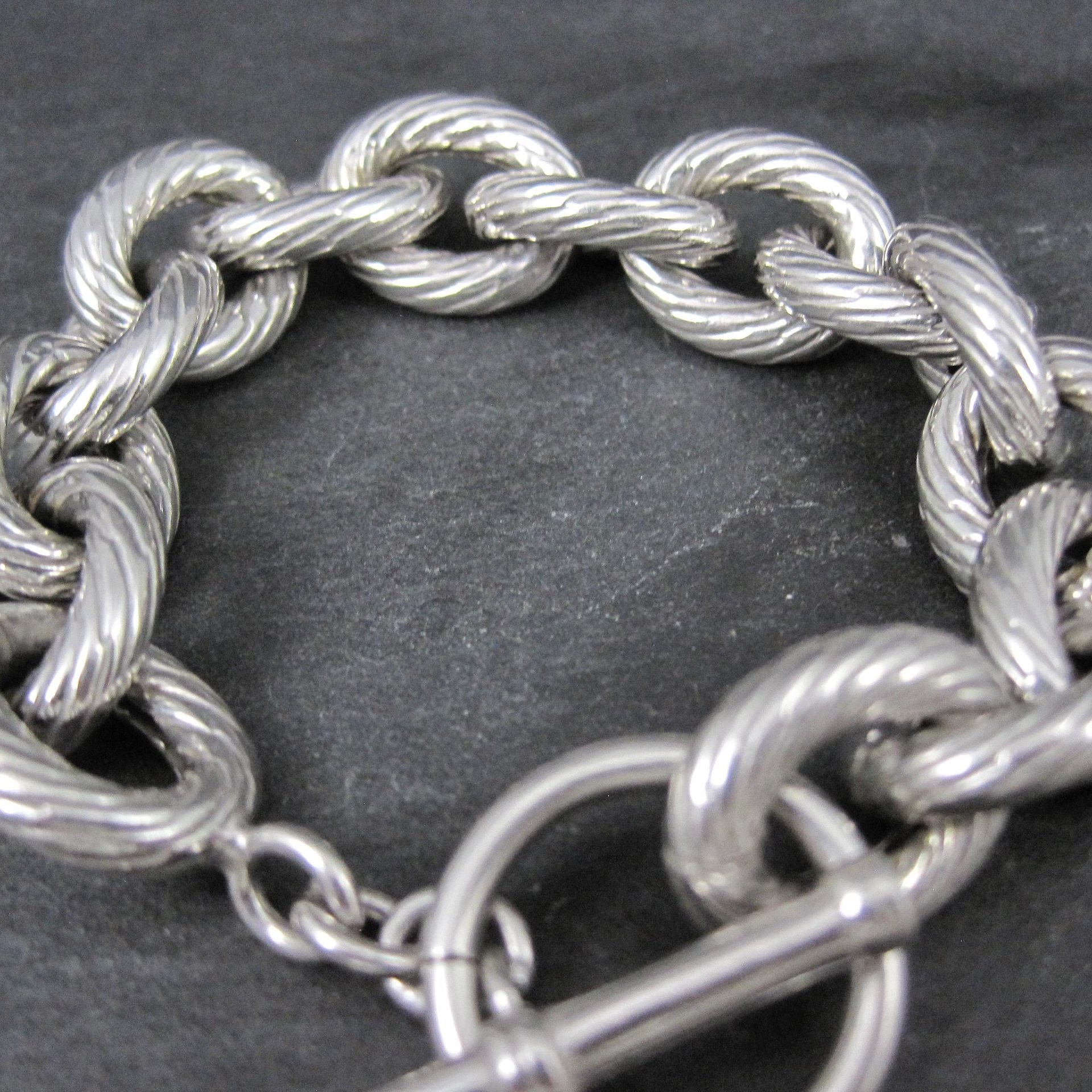 Chunky Sterling Silver Toggle Bracelet 7.5 Inches Vintage Italian Estate Jewelry