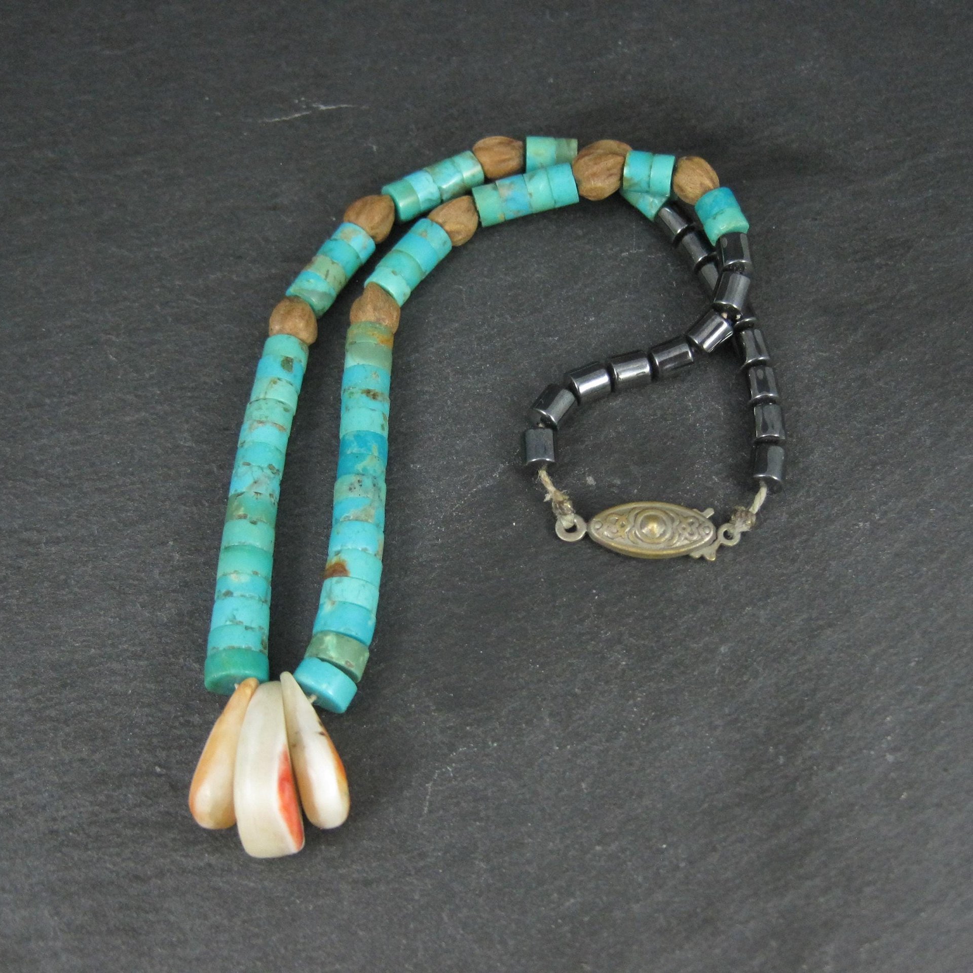 Vintage Pueblo Turquoise Heishi Necklace 13" Kids Native American