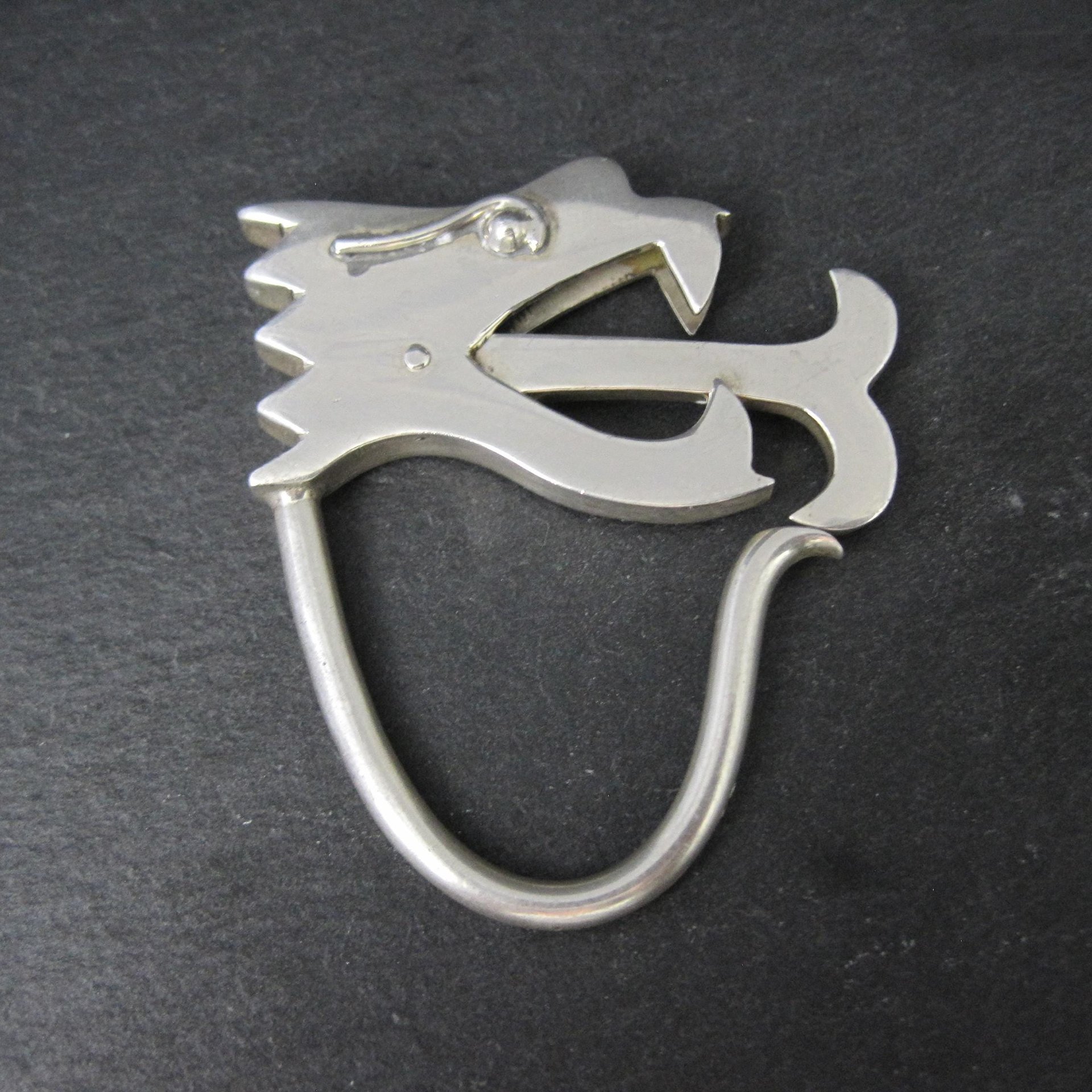 Mexican Sterling Dragon Head Key Ring Keychain Taxco Silver