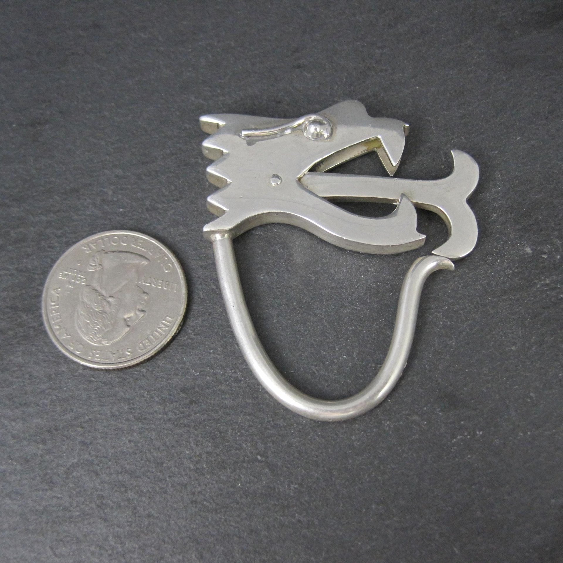 Mexican Sterling Dragon Head Key Ring Keychain Taxco Silver