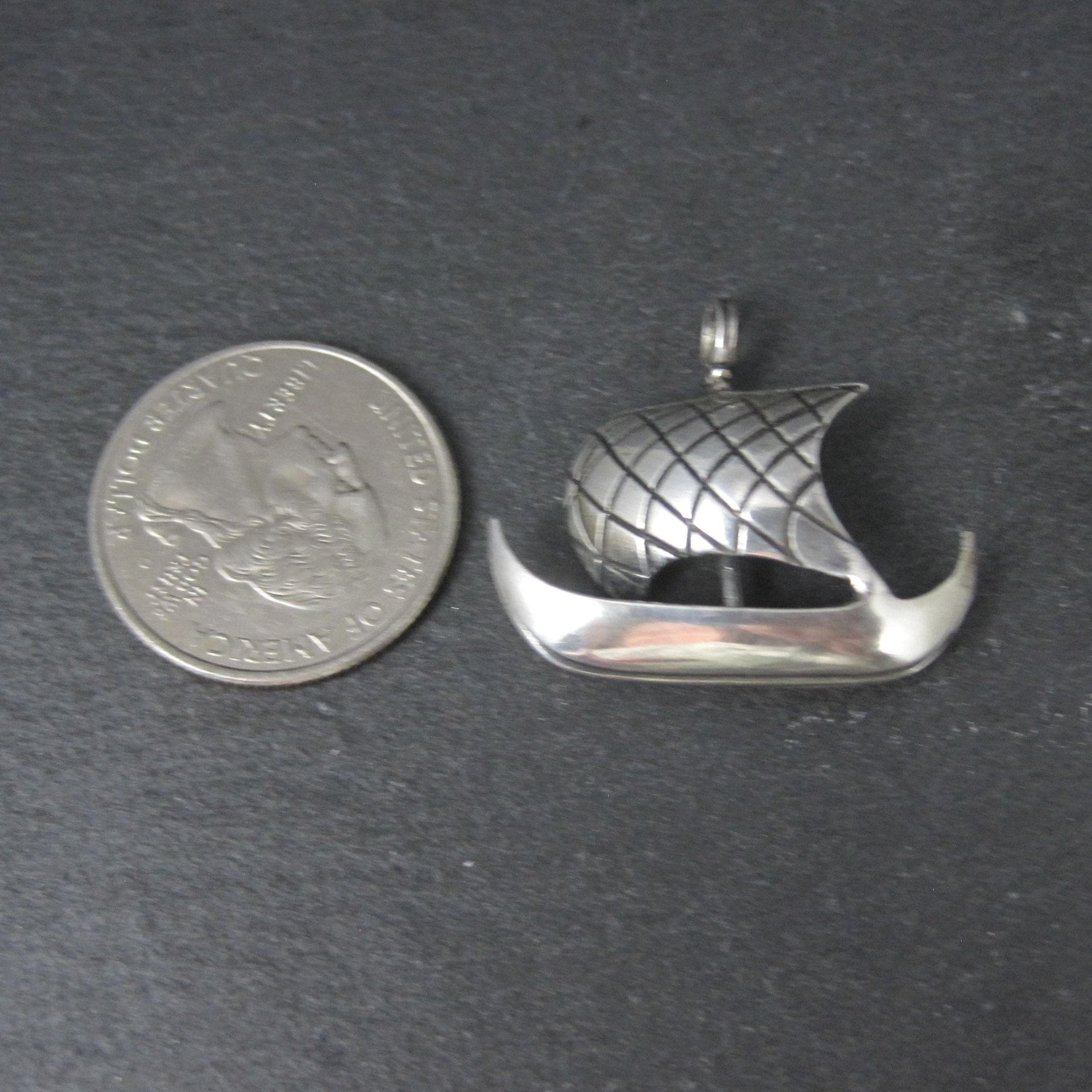 Vintage Sterling Silver Viking Ship Pendant