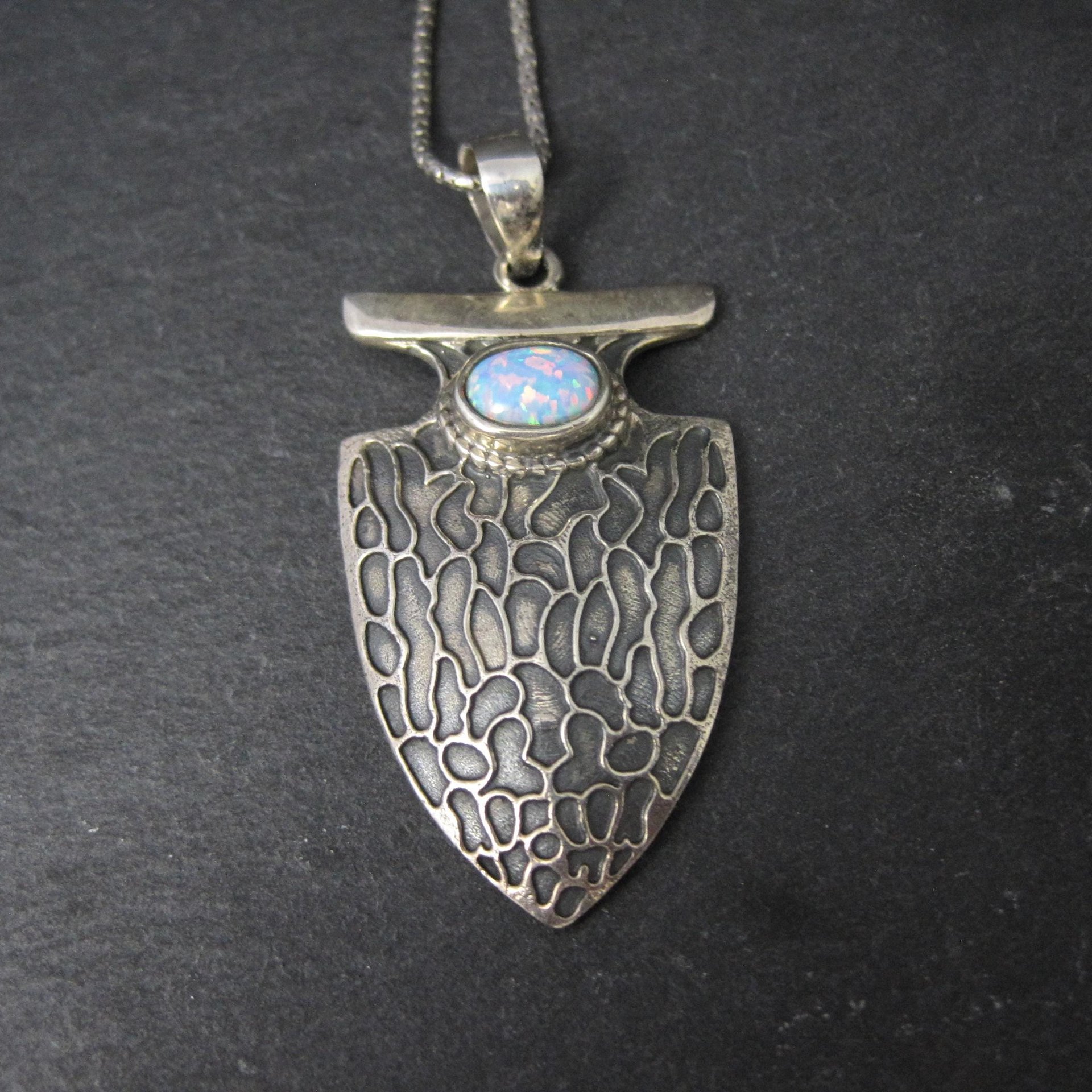 Sterling Arrowhead Opal Pendant Necklace