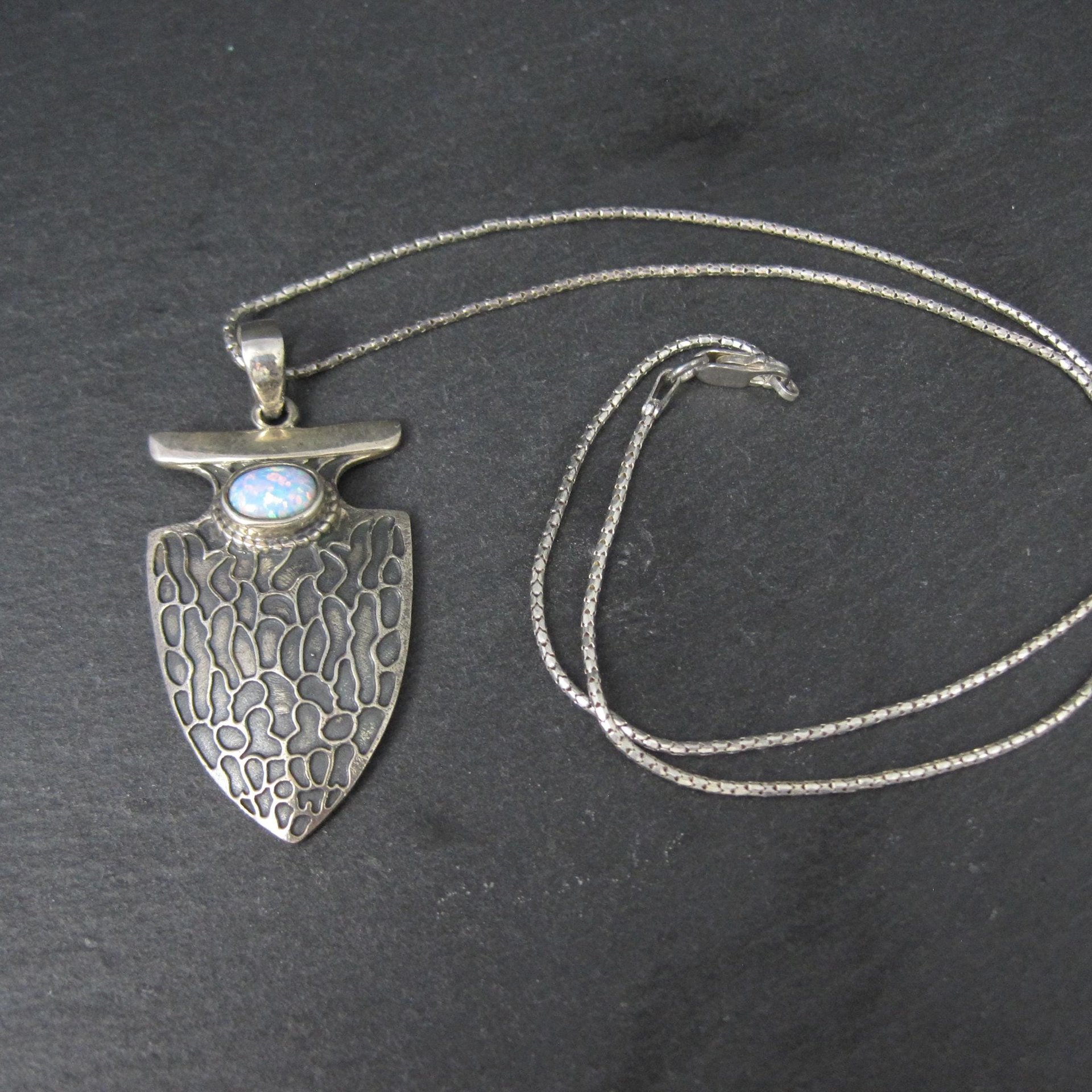 Sterling Arrowhead Opal Pendant Necklace