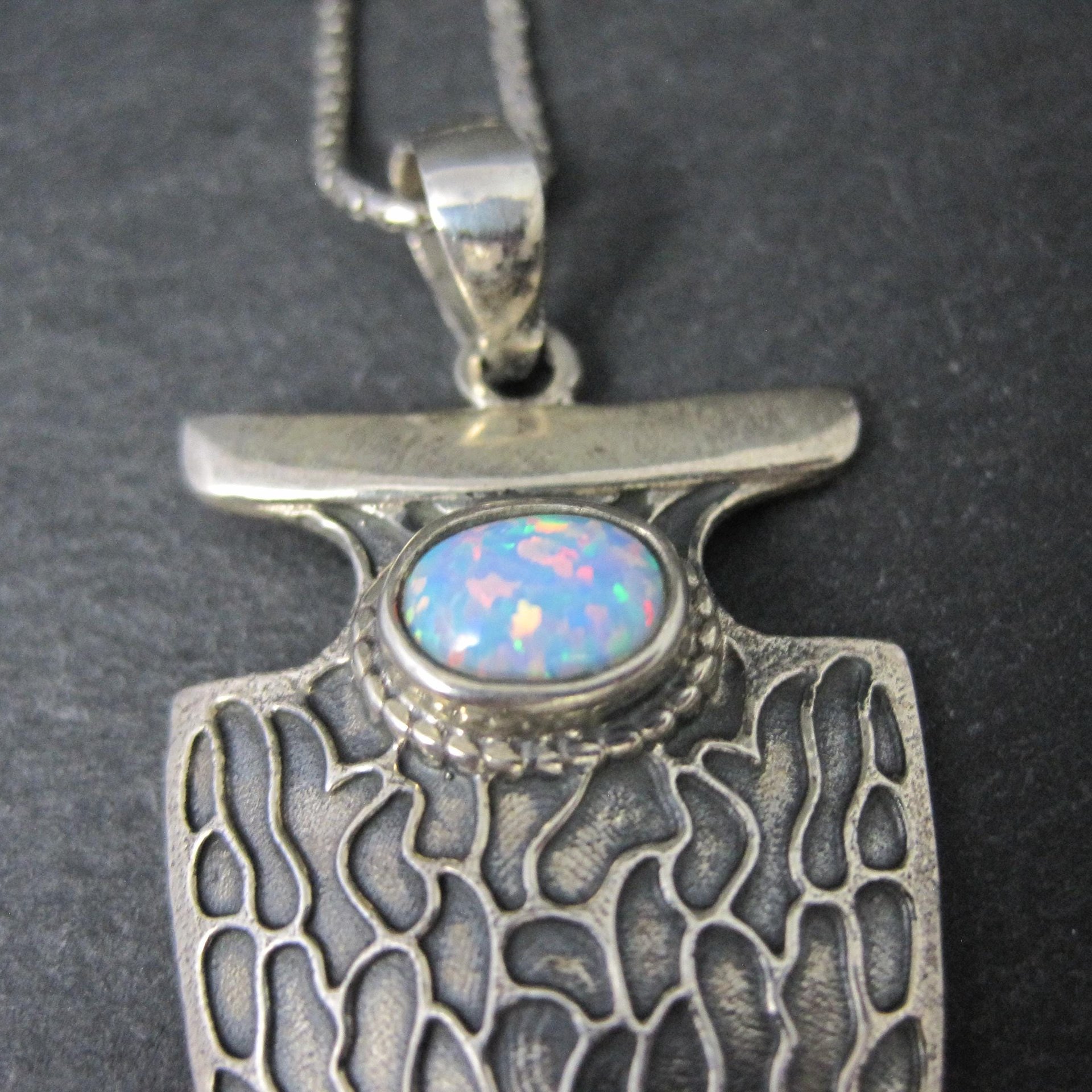 Sterling Arrowhead Opal Pendant Necklace