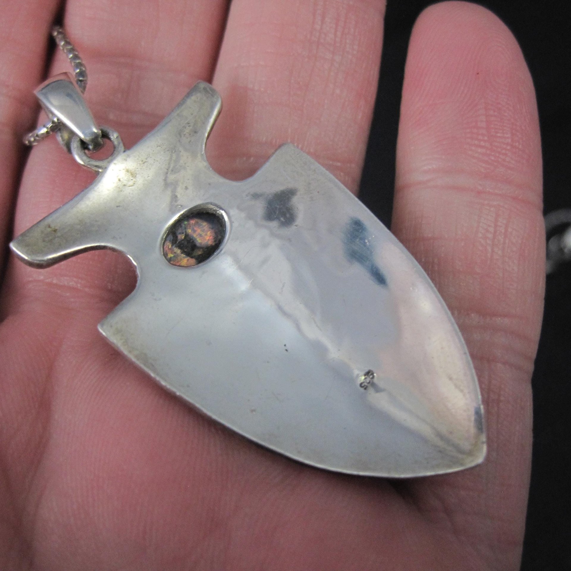 Sterling Arrowhead Opal Pendant Necklace