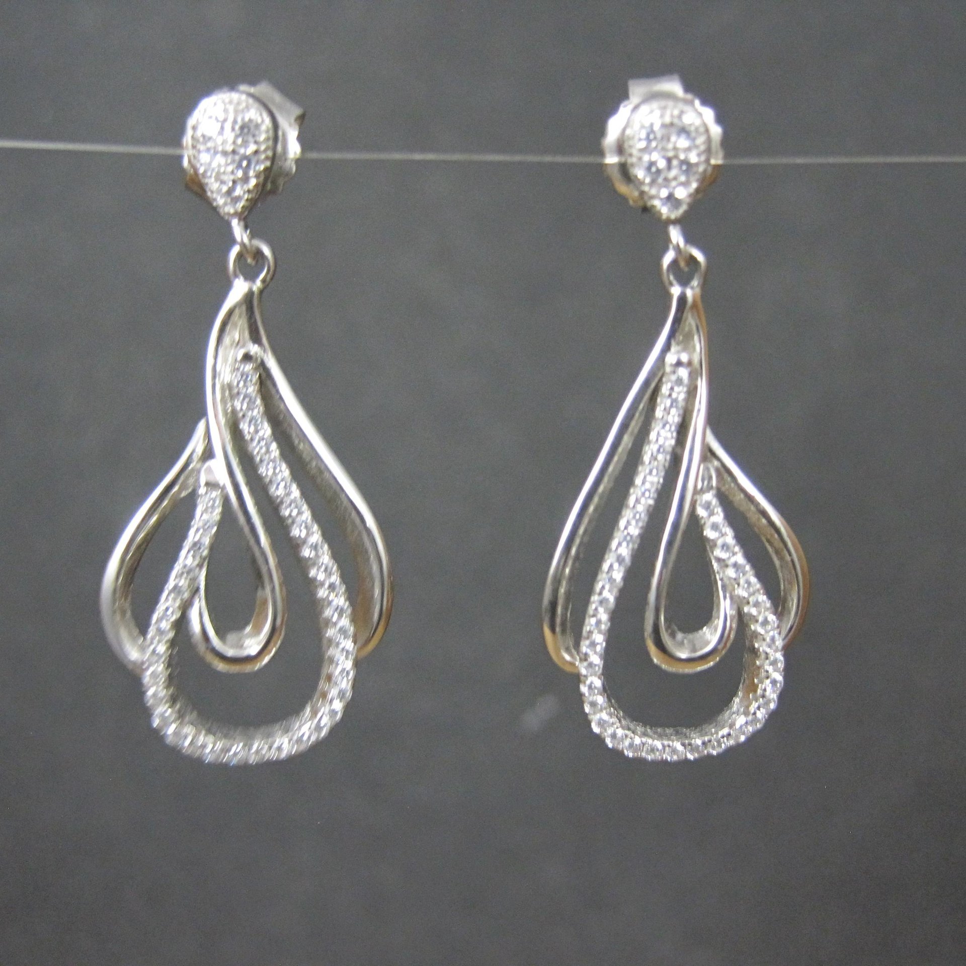 Sterling Silver Cubic Zirconia Earrings New Old Stock