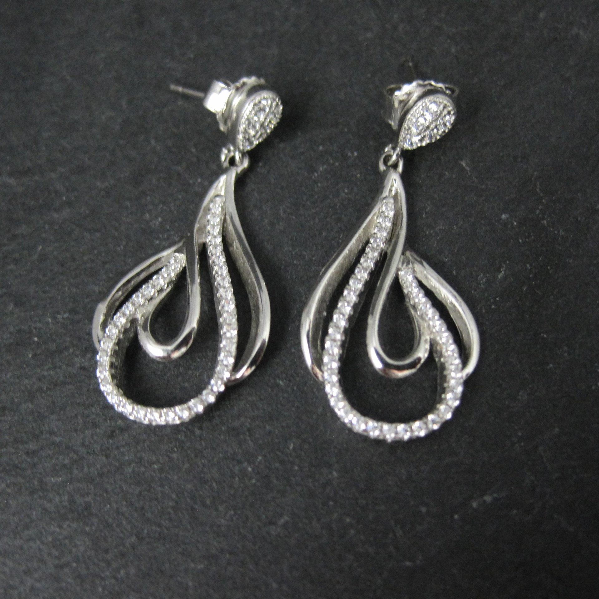 Sterling Silver Cubic Zirconia Earrings New Old Stock