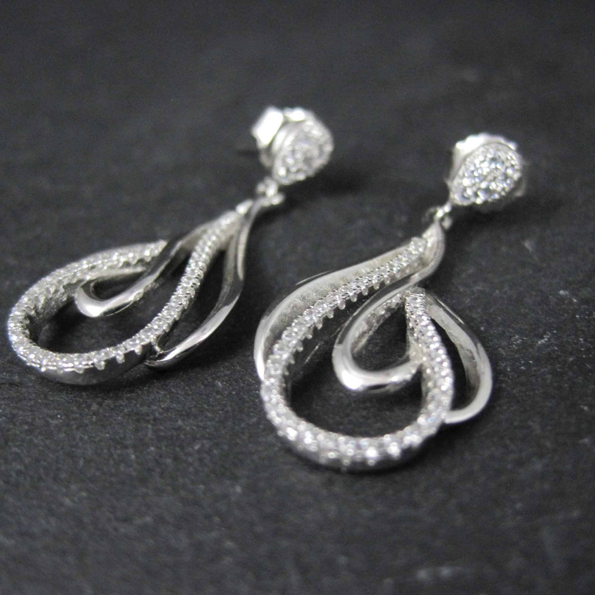 Sterling Silver Cubic Zirconia Earrings New Old Stock