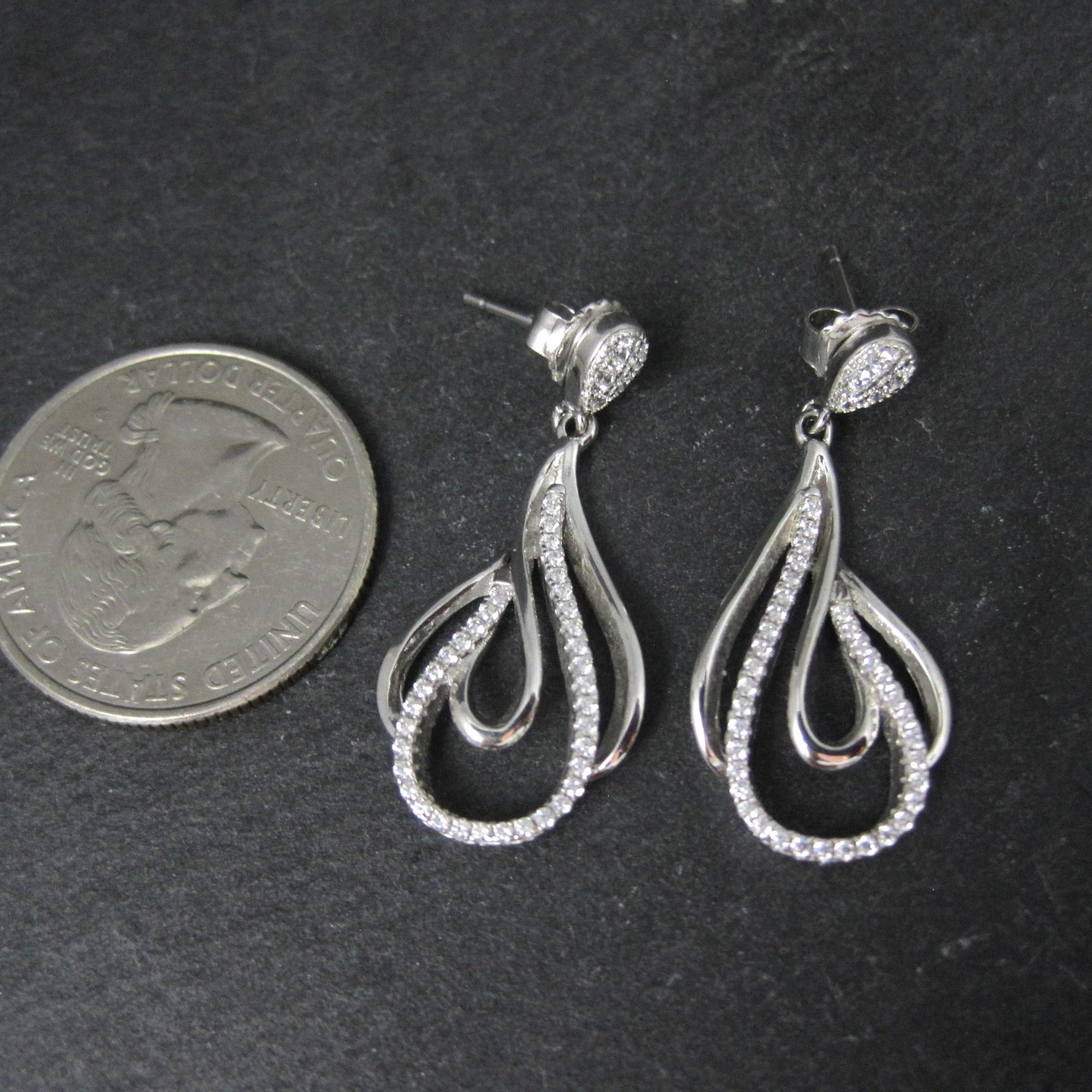 Sterling Silver Cubic Zirconia Earrings New Old Stock