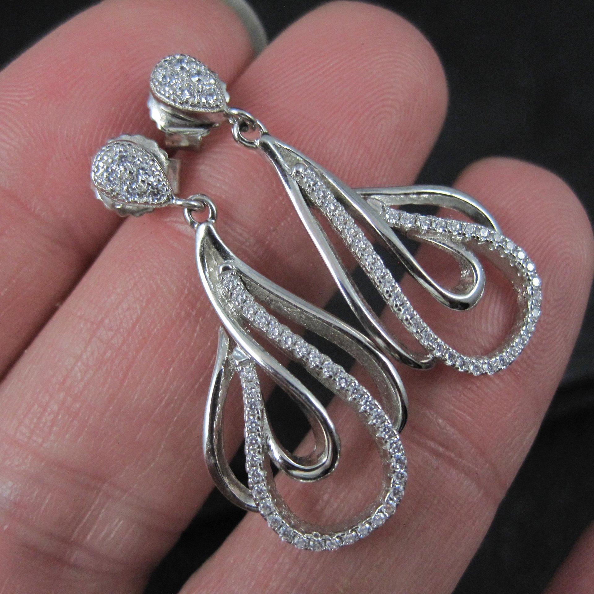 Sterling Silver Cubic Zirconia Earrings New Old Stock
