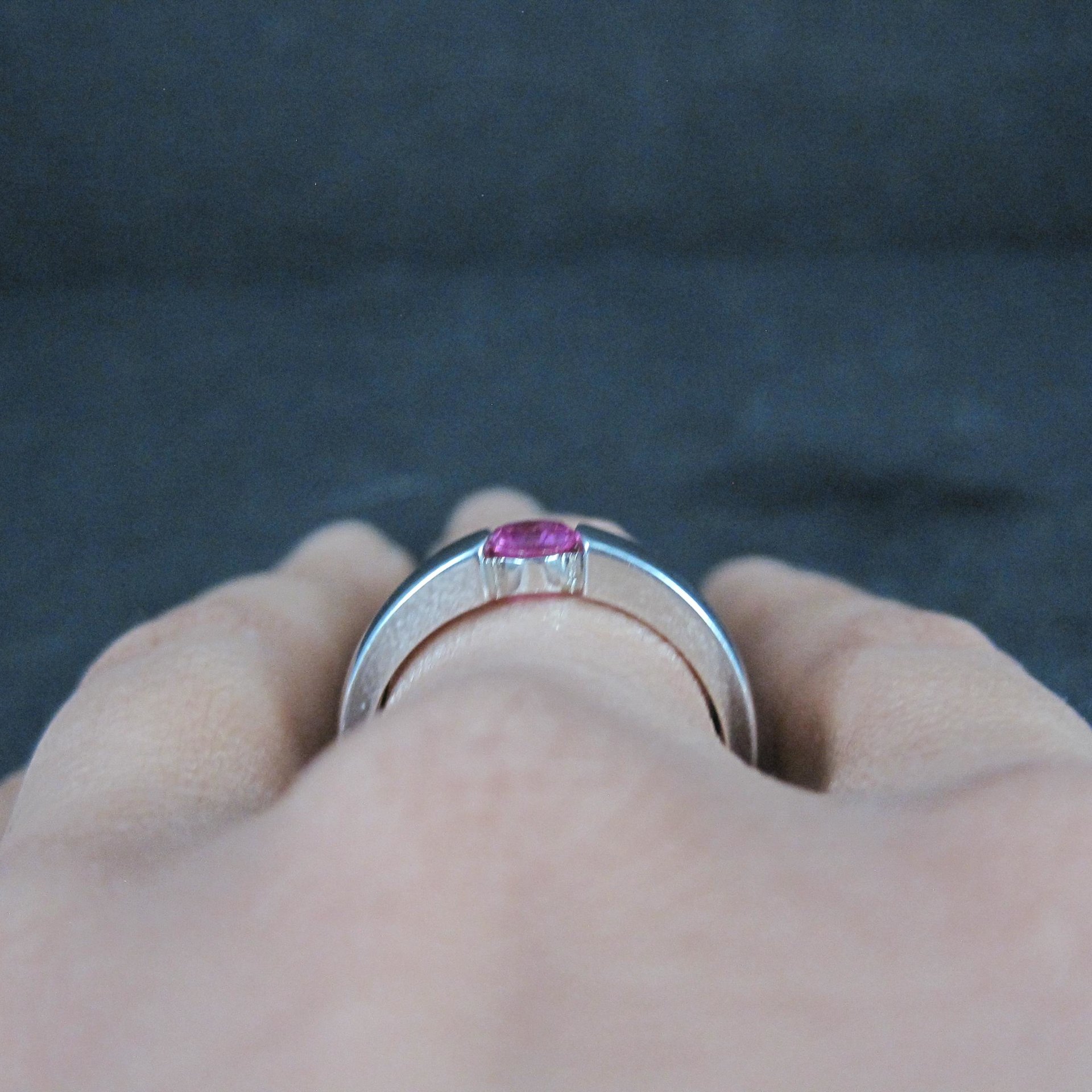 Pink Sapphire Solitaire Ring Sterling Silver Size 8 Estate Jewelry