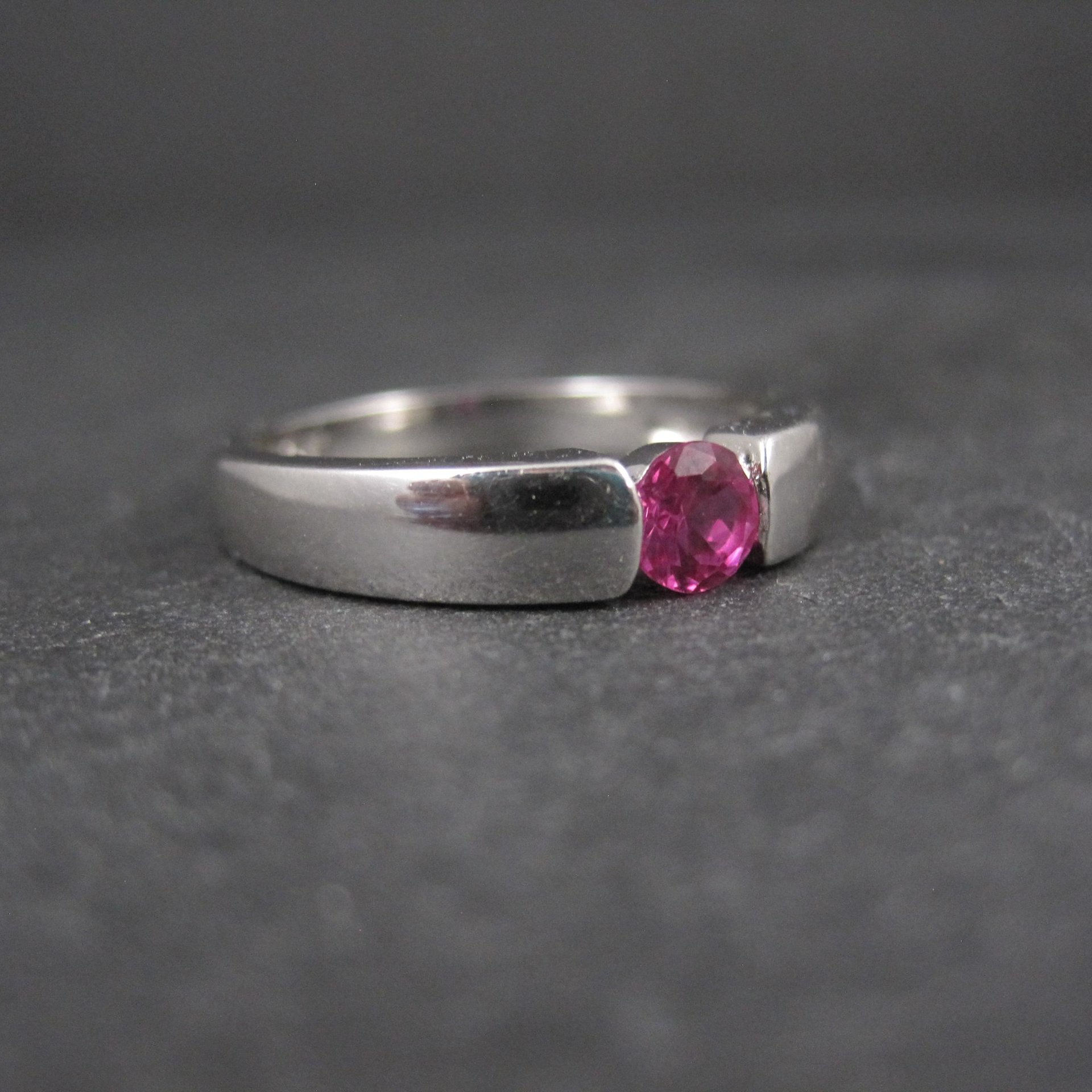 Pink Sapphire Solitaire Ring Sterling Silver Size 8 Estate Jewelry