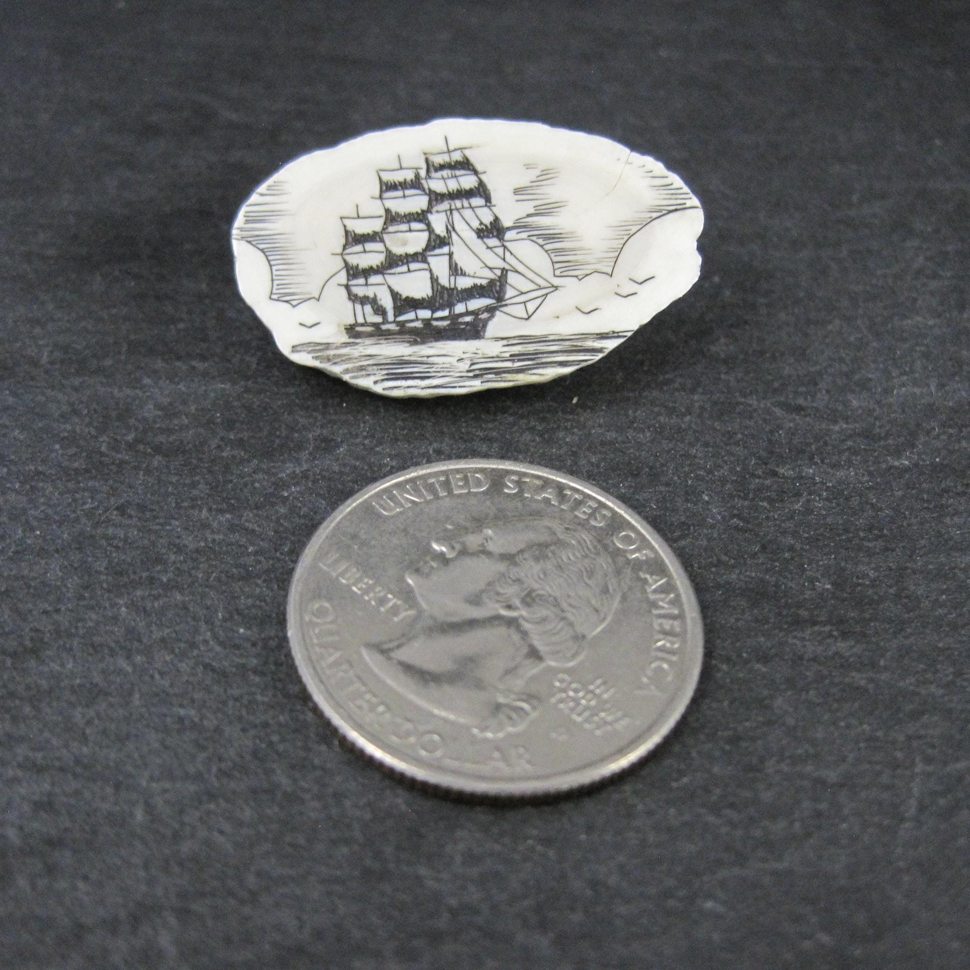 Vintage Carved Ship Brooch