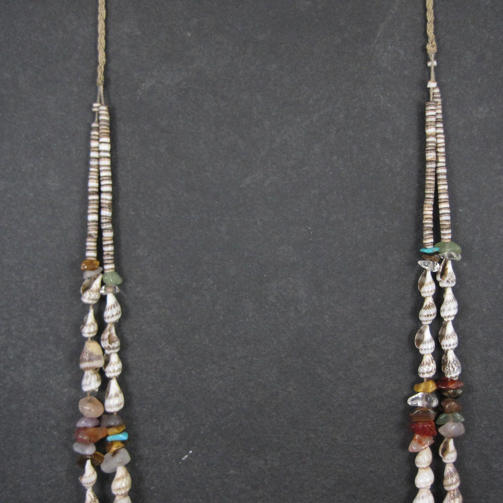 Southwestern Bohemian Shell and Gemstone Heishi Bead Necklace 32"