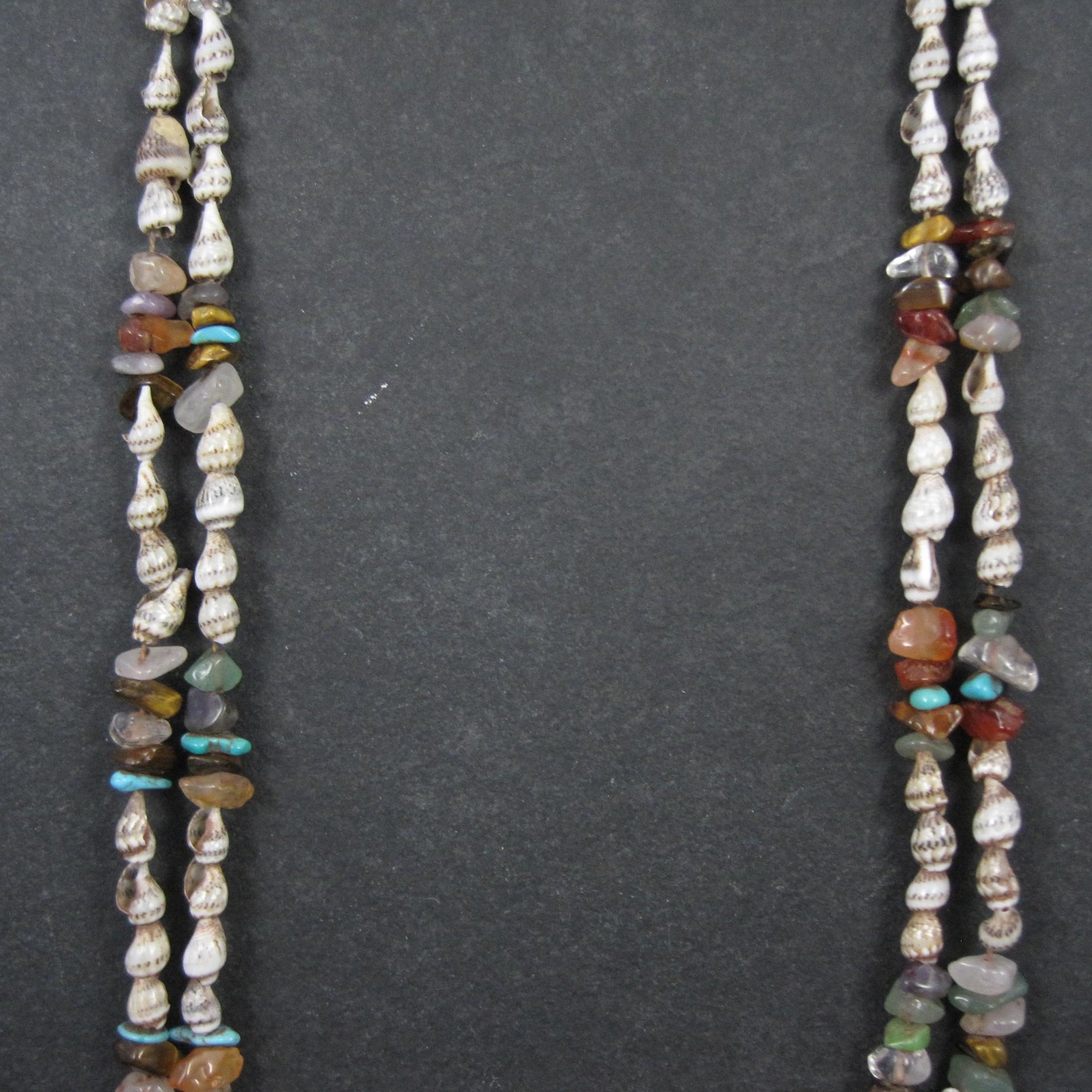 Southwestern Bohemian Shell and Gemstone Heishi Bead Necklace 32"