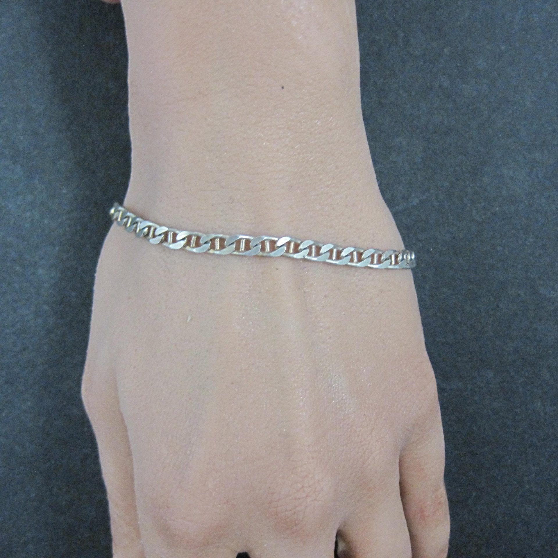 Vintage Sterling Mariner Anchor Chain Bracelet 7 Inches