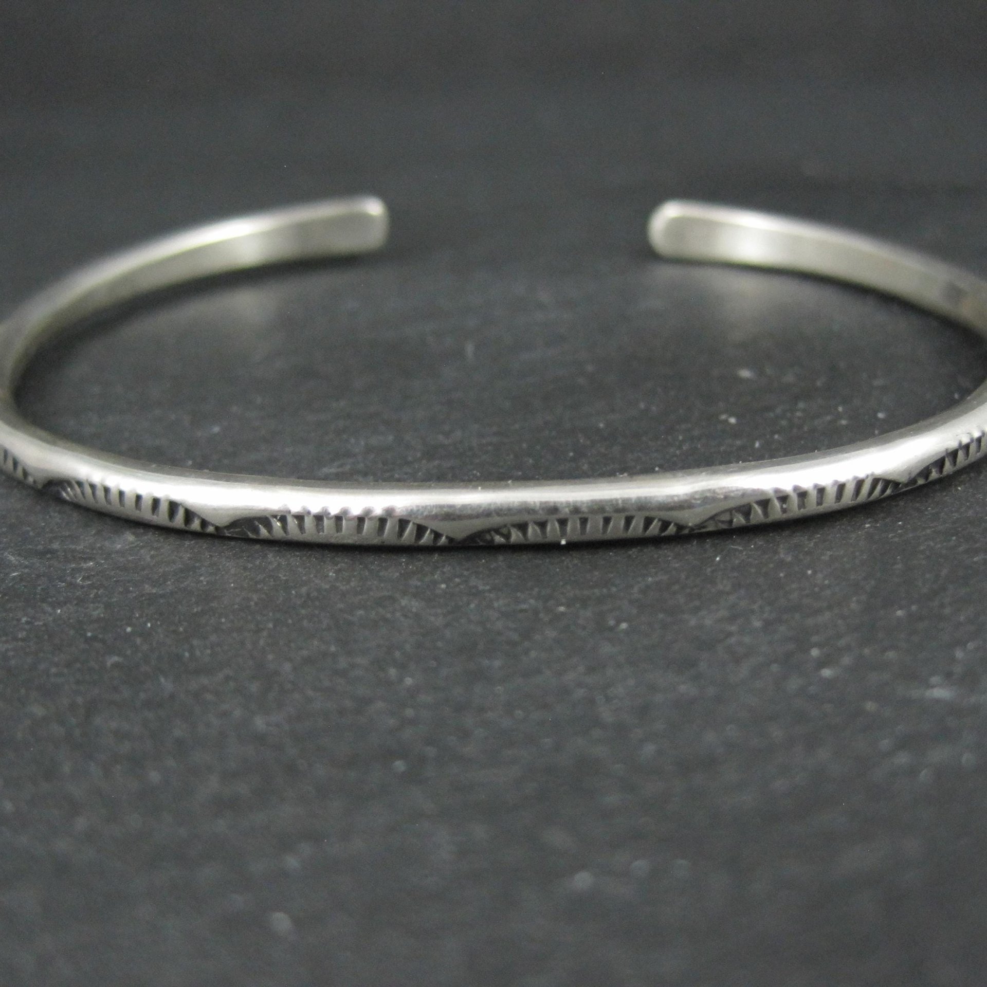 Simple Navajo Sterling Stamped Cuff Bracelet 6.75 Inches