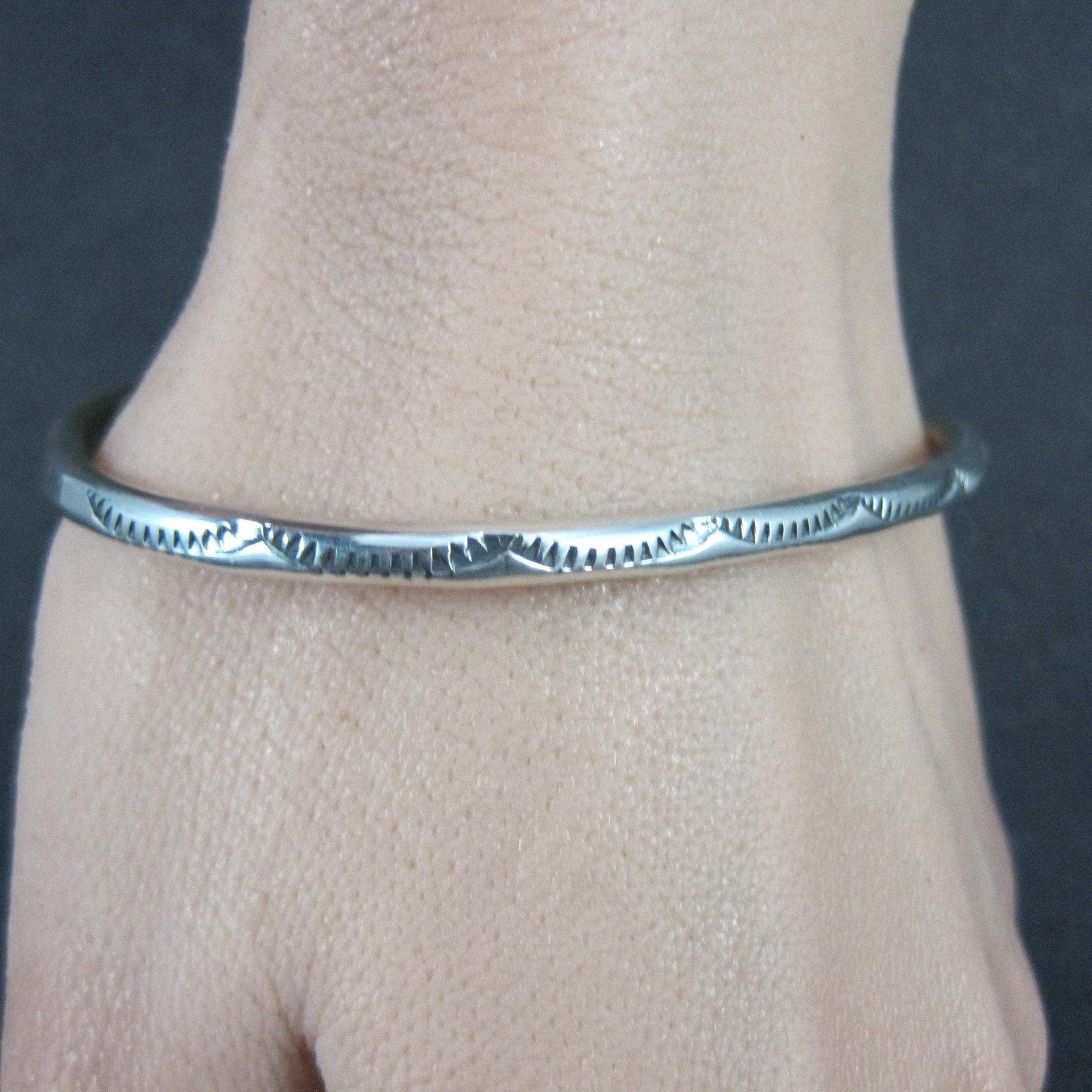 Simple Navajo Sterling Stamped Cuff Bracelet 6.75 Inches