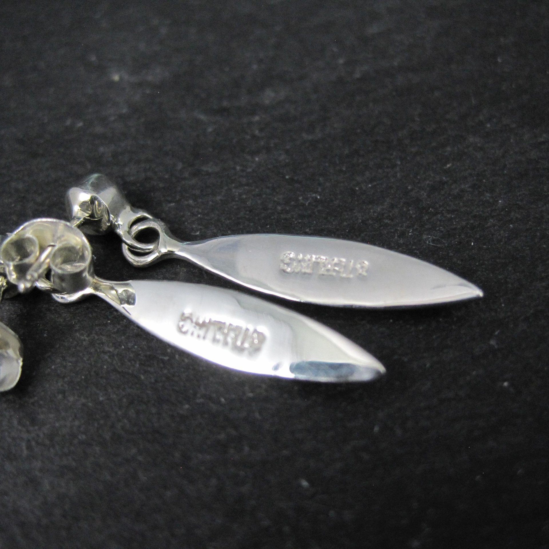 Dainty Southwestern Sterling Inlay Earrings Estate Silver