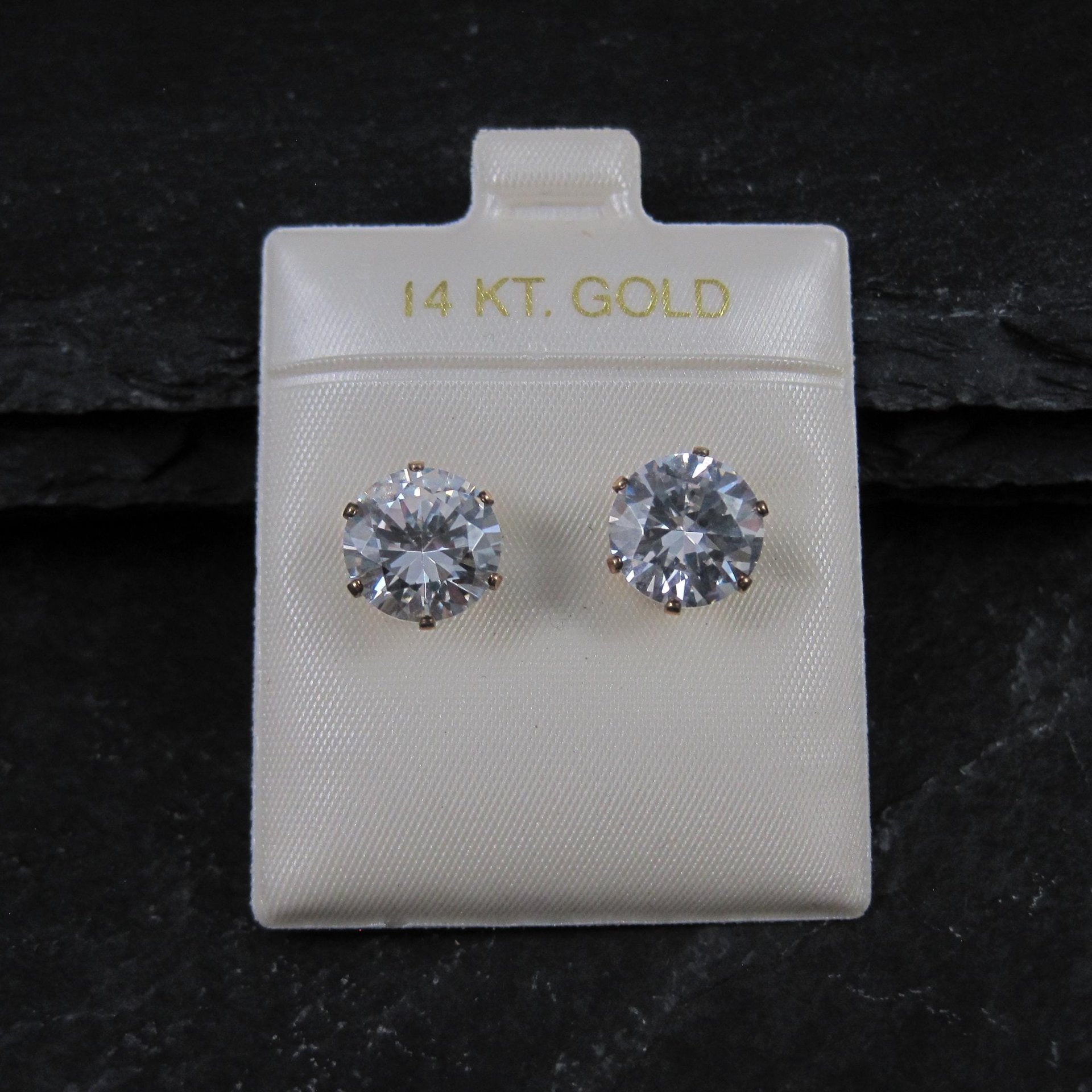 Vintage 9mm Cz Stud Earrings 14K Gold Filled New Old Stock