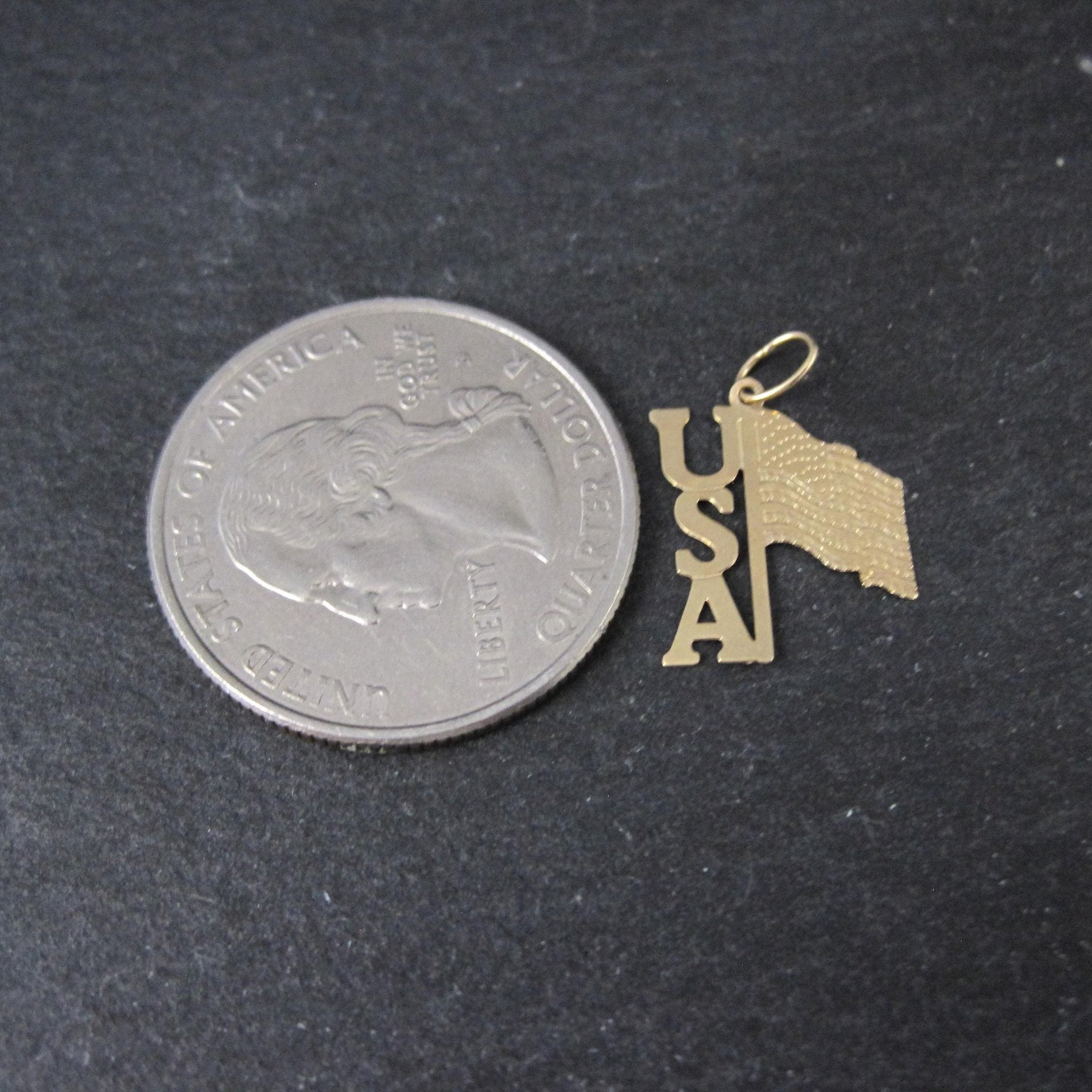 Dainty 14K USA Flag Pendant Charm Vintage Estate