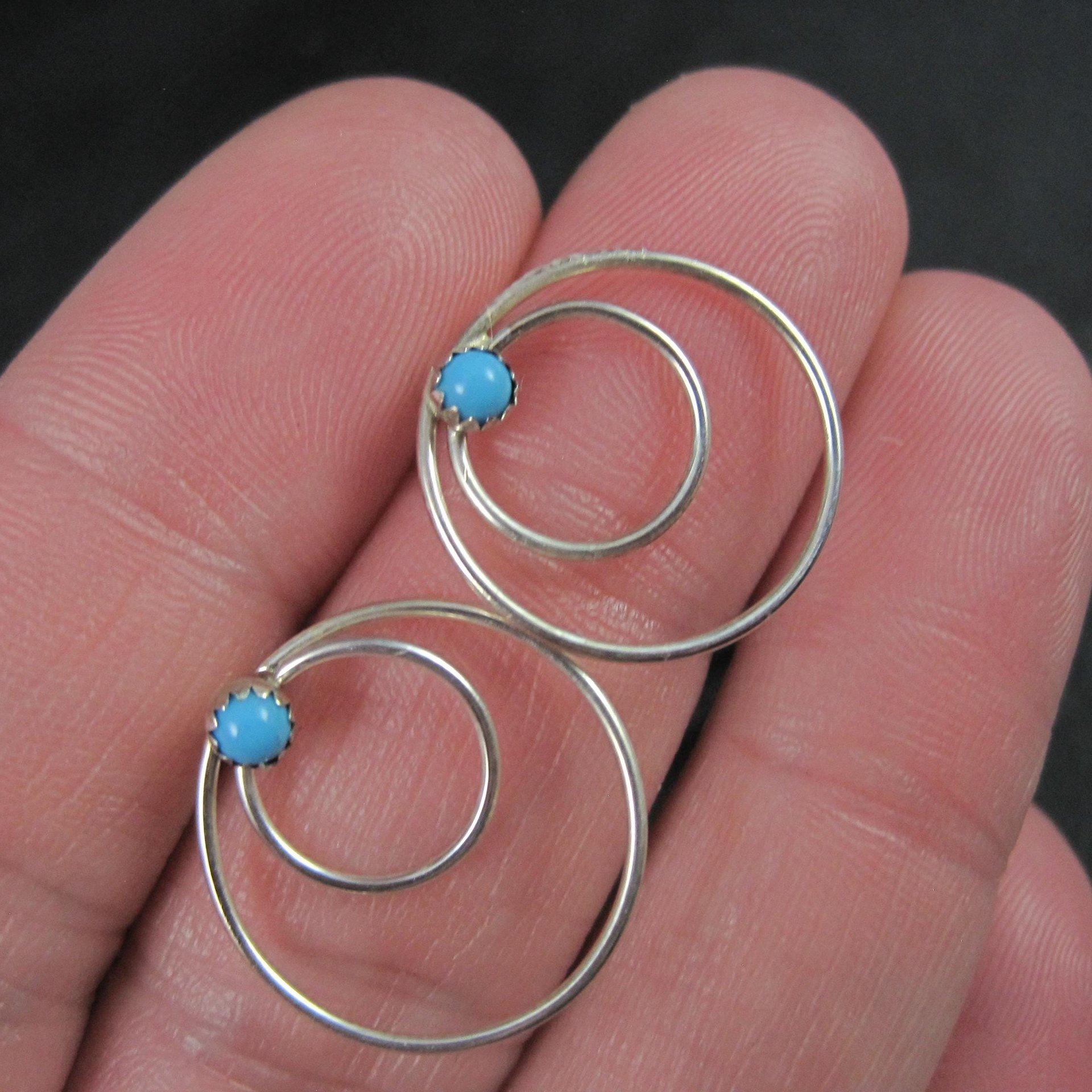 Southwestern Sterling Turquoise Circle Earrings