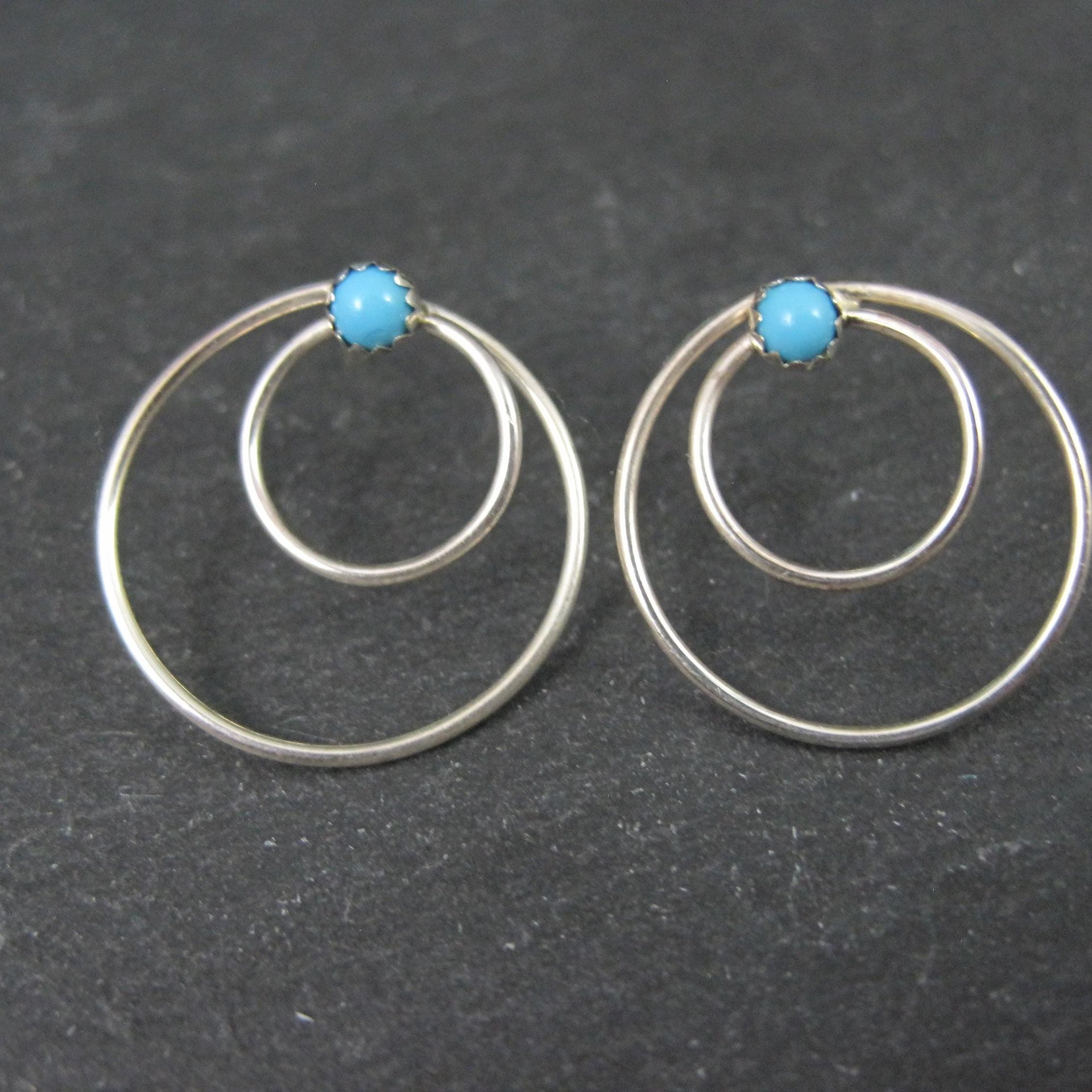 Southwestern Sterling Turquoise Circle Earrings
