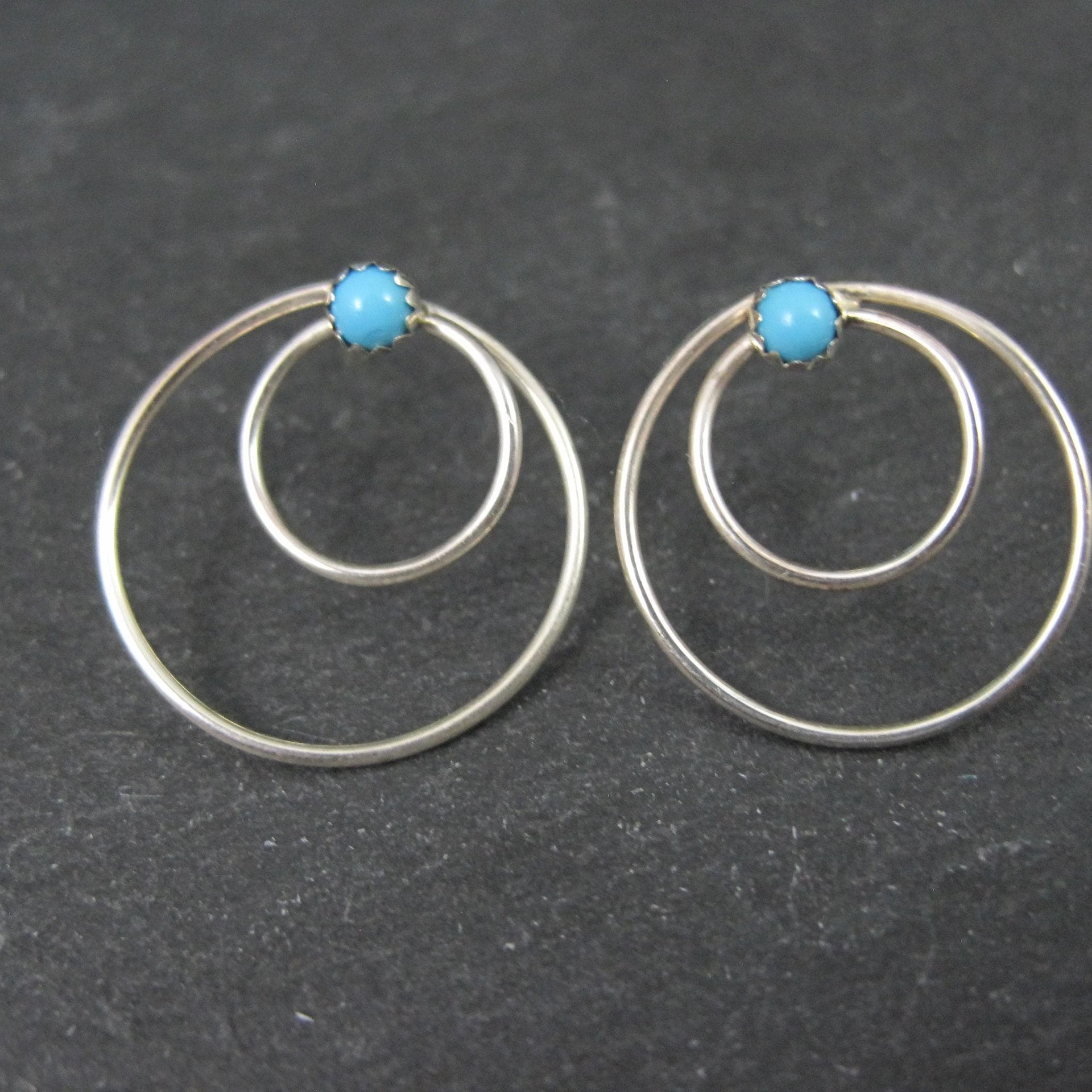 Southwestern Sterling Turquoise Circle Earrings
