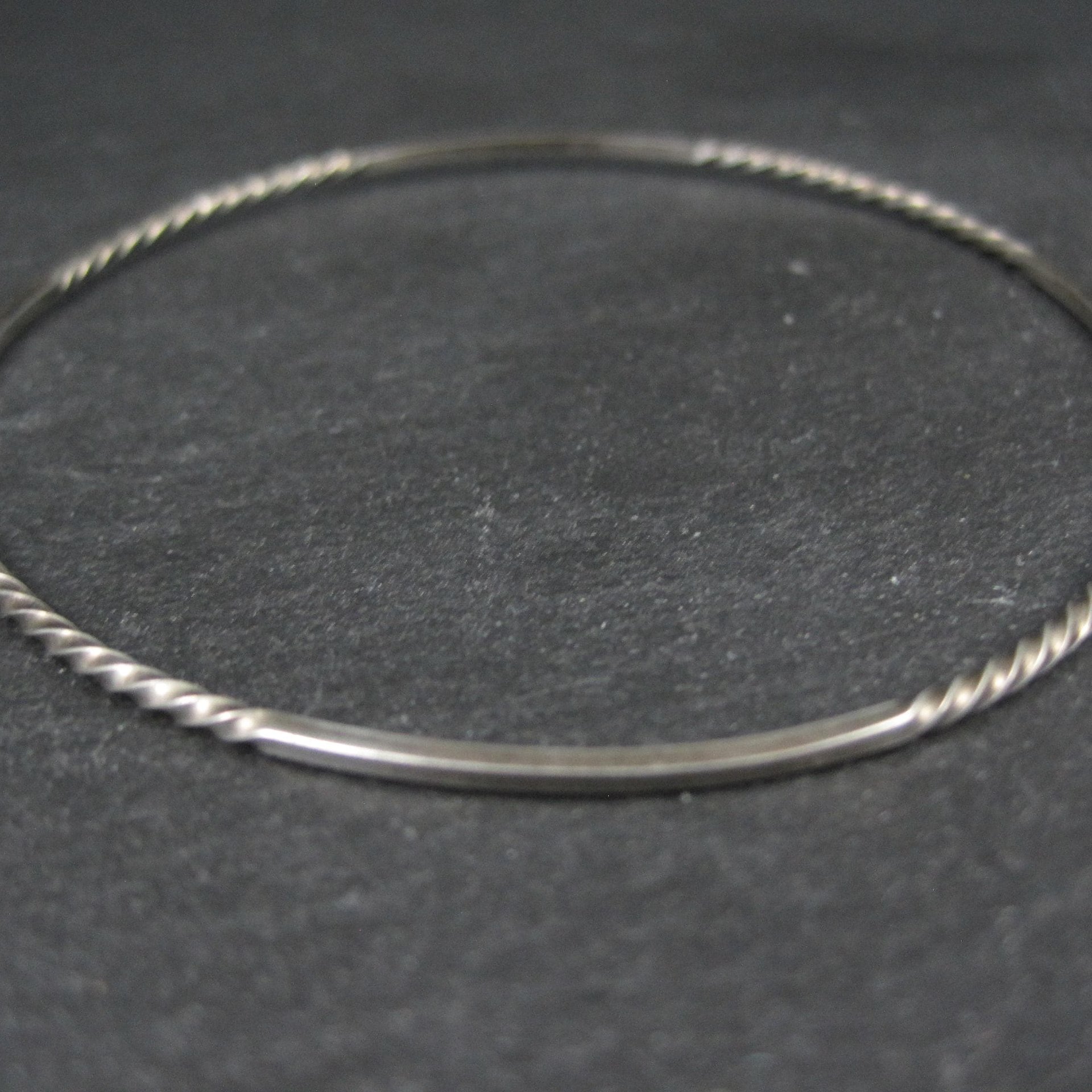 Dainty Sterling Twisted Bangle Bracelet 7.5 Inches