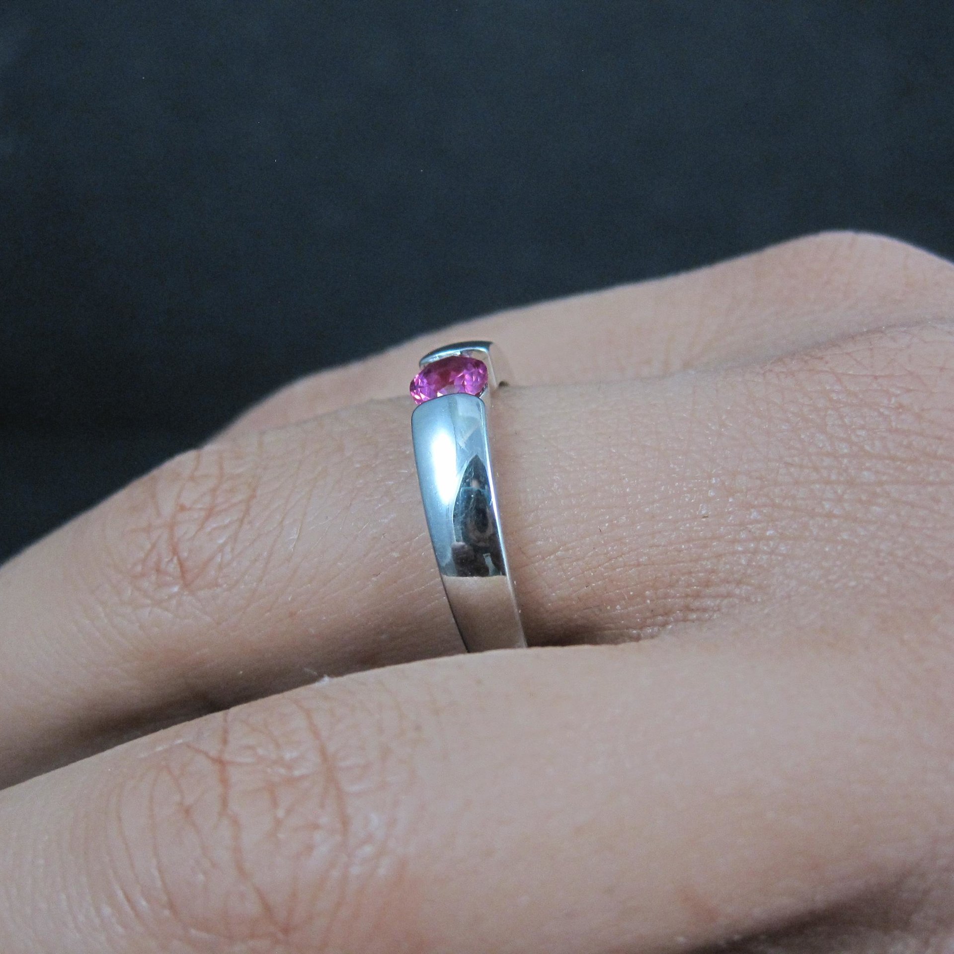 Pink Sapphire Solitaire Ring Sterling Silver Size 8 Estate Jewelry