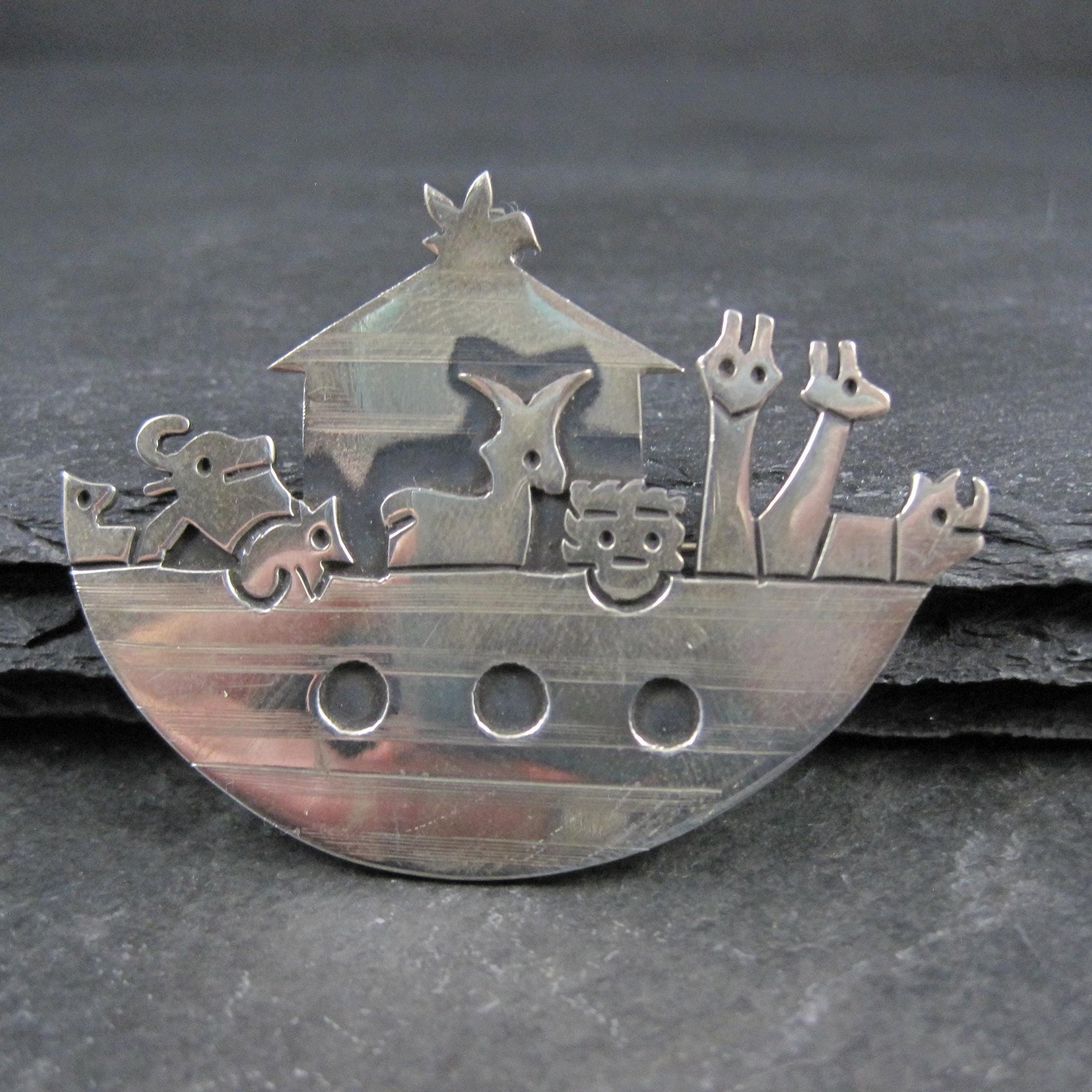 Vintage Noahs Ark Brooch Pendant Mexican Sterling Silver