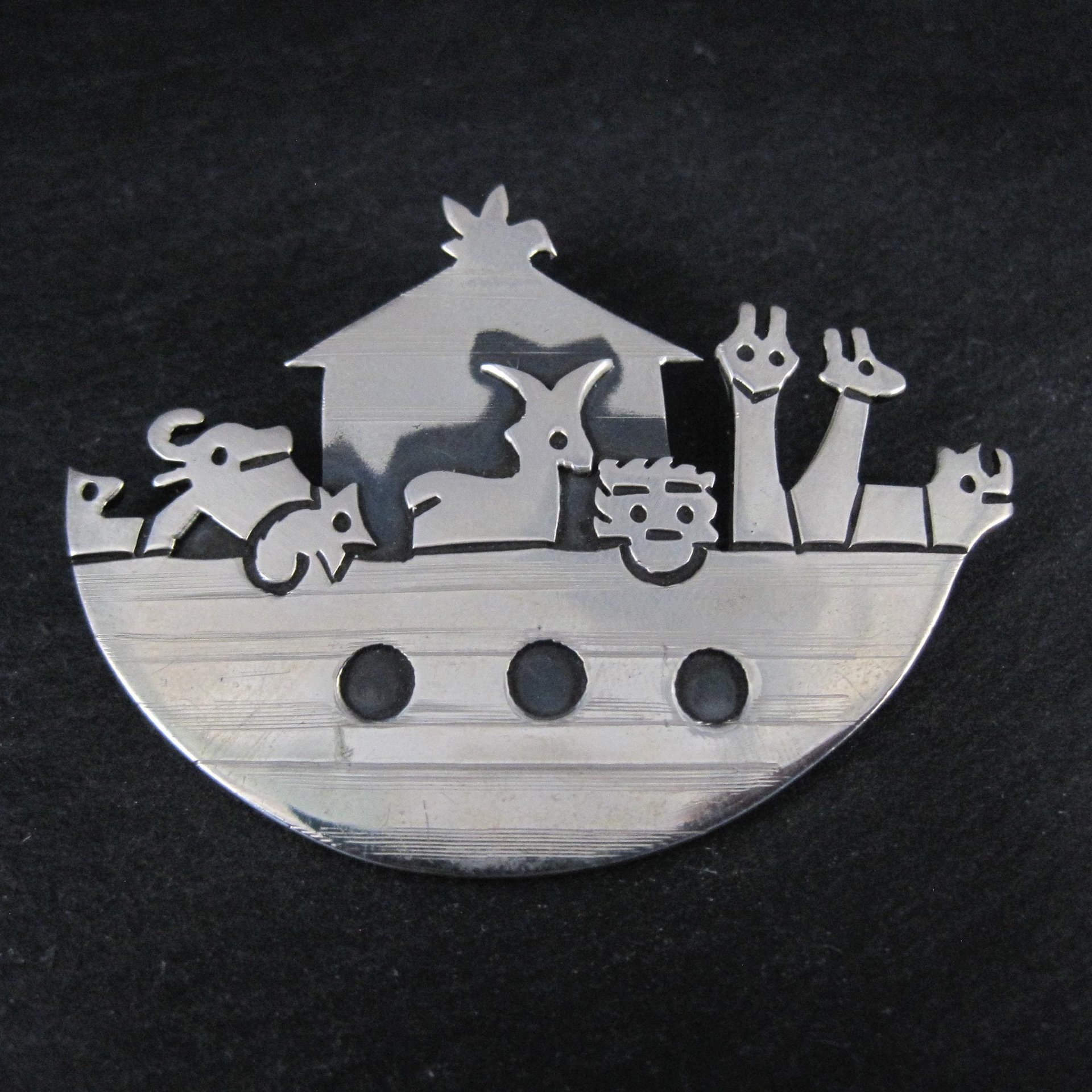 Vintage Noahs Ark Brooch Pendant Mexican Sterling Silver