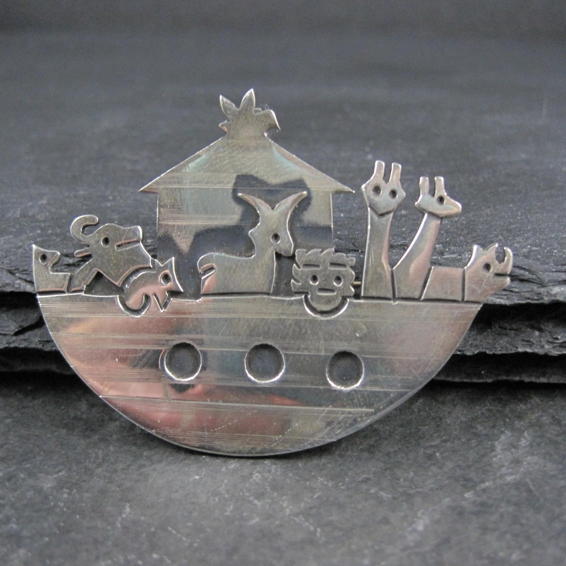 Vintage Noahs Ark Brooch Pendant Mexican Sterling Silver