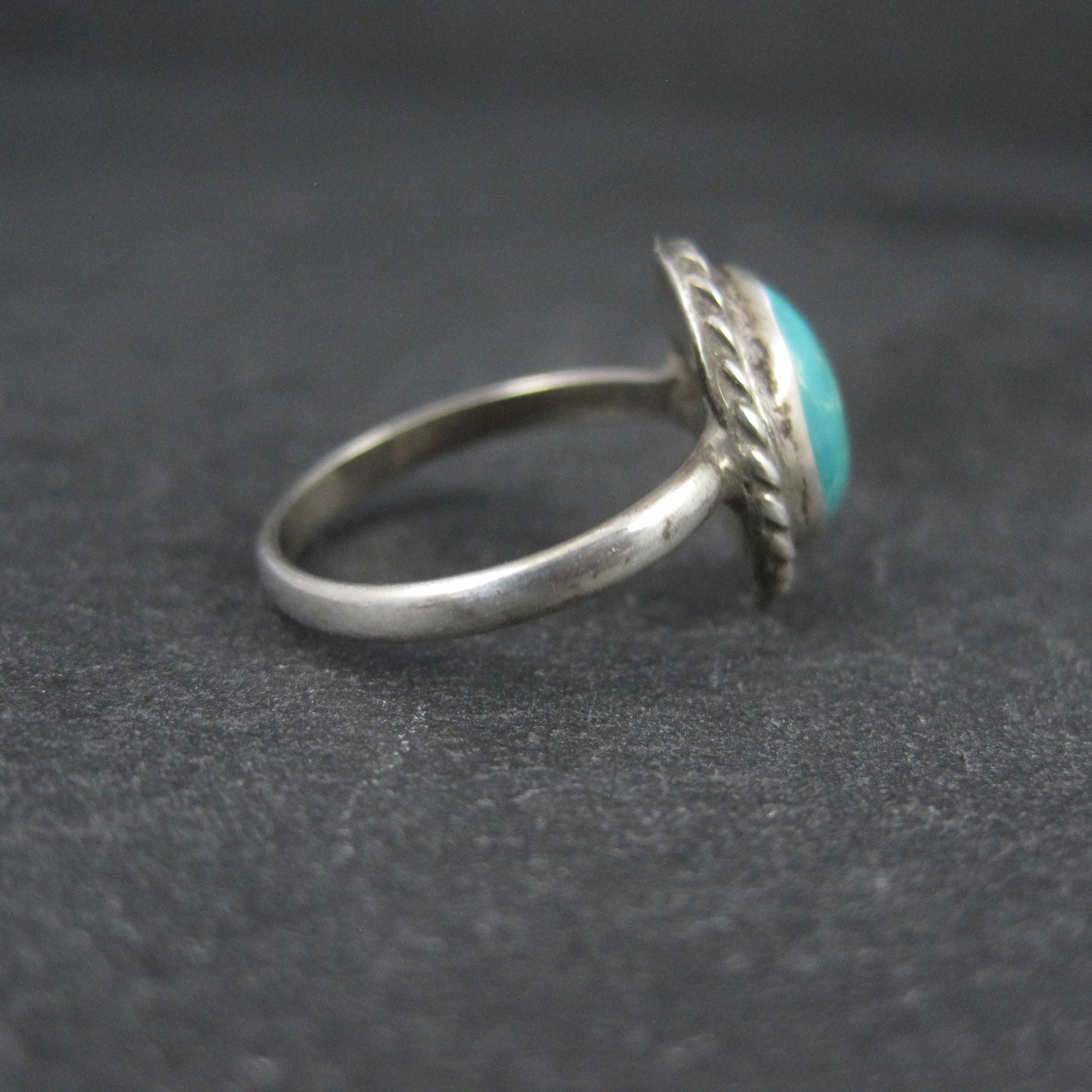 Vintage Turquoise Pinky Ring Size 4.5 Sterling Silver Navajo S. Swan