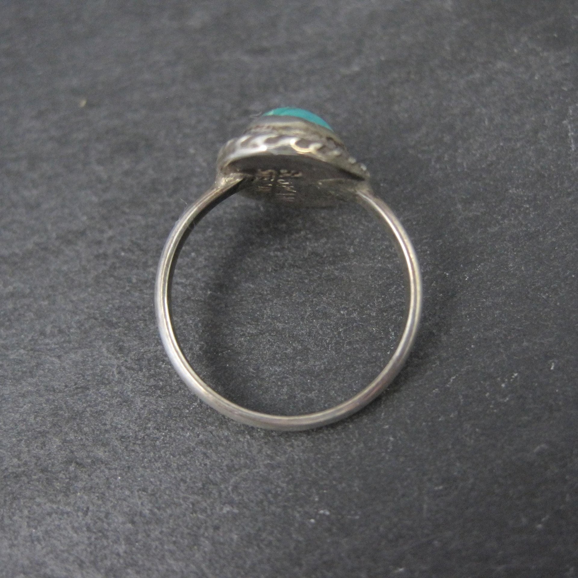 Vintage Turquoise Pinky Ring Size 4.5 Sterling Silver Navajo S. Swan