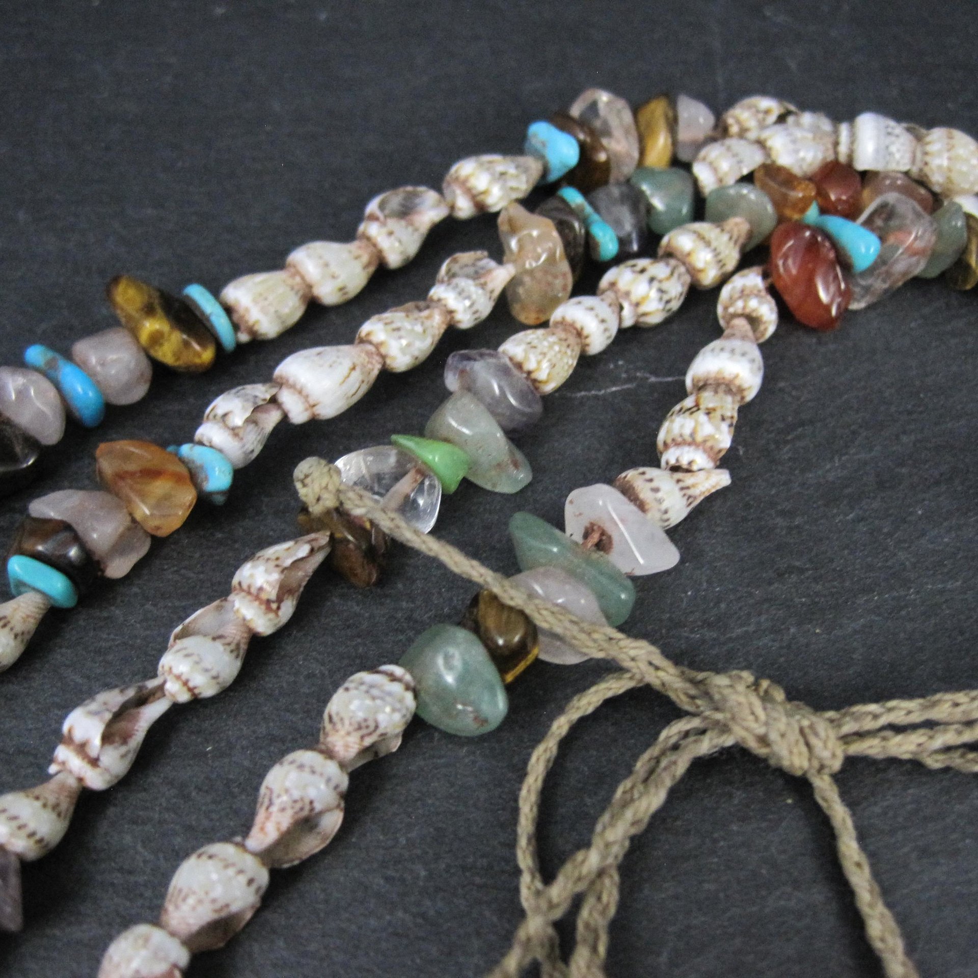 Southwestern Bohemian Shell and Gemstone Heishi Bead Necklace 32"