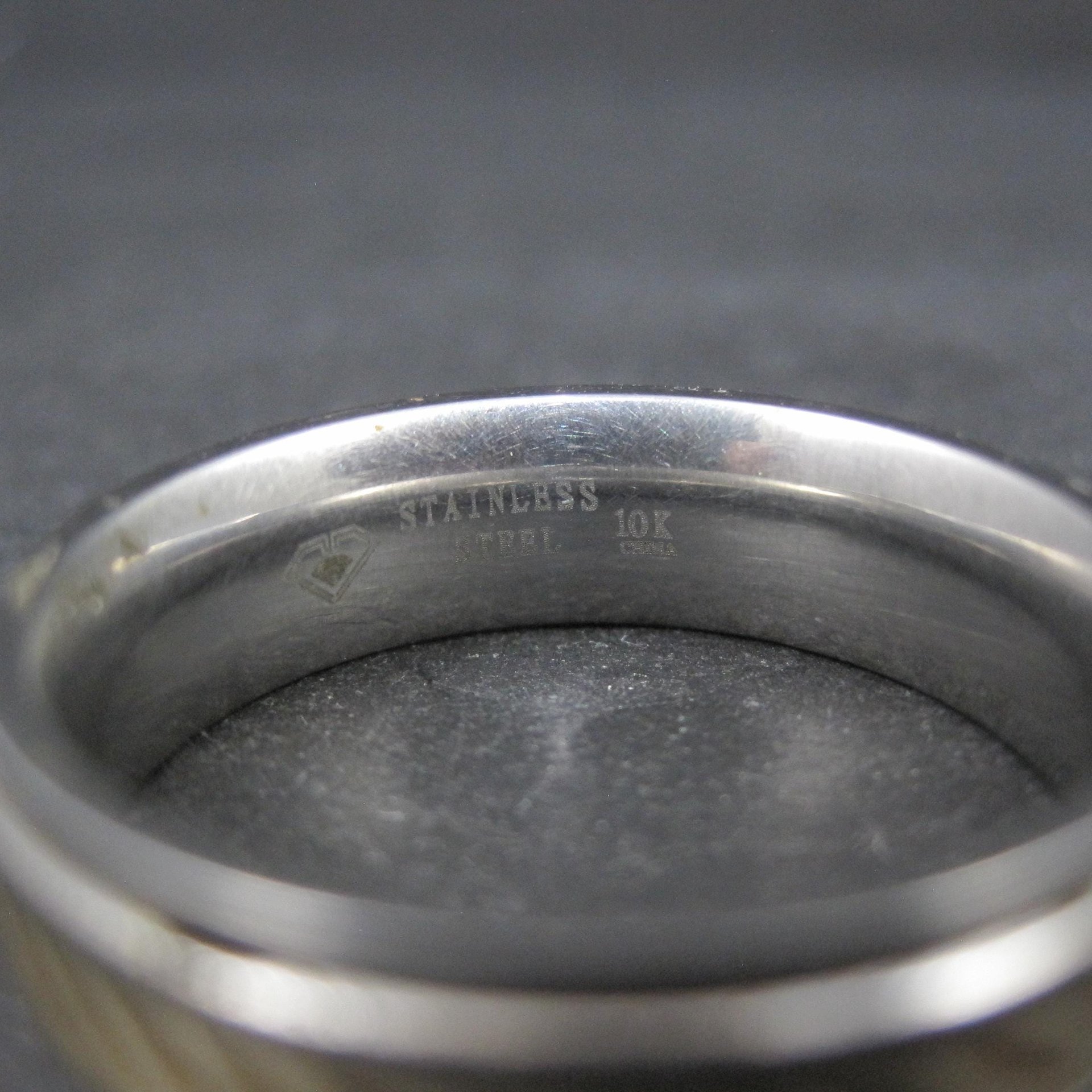 Mens Two Tone Stainless Steel and 10K Yellow Gold Band Ring Size 12