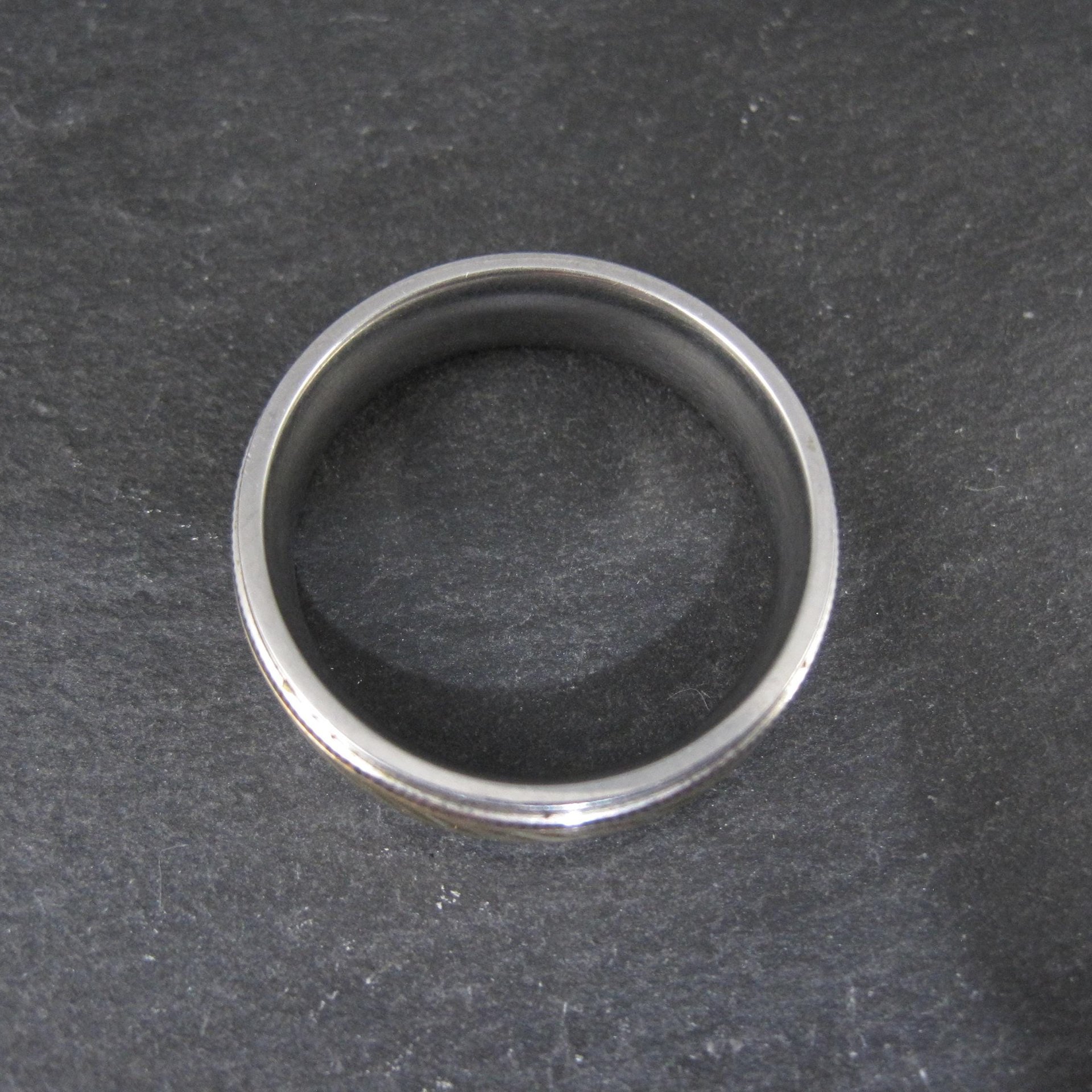 Mens Two Tone Stainless Steel and 10K Yellow Gold Band Ring Size 12